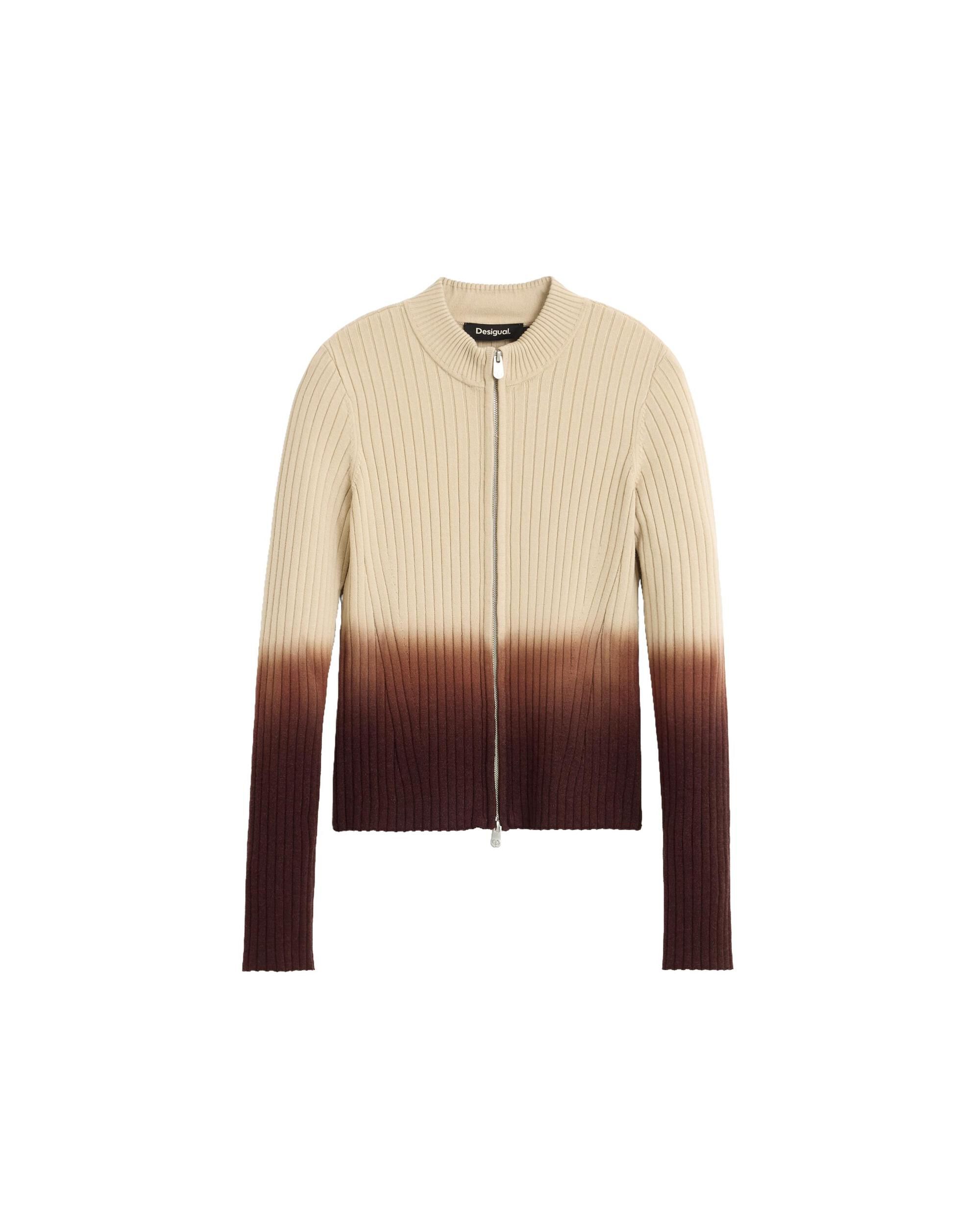 Jersey de mujer cremallera canalé - Desigual - Marrón Marrón-4
