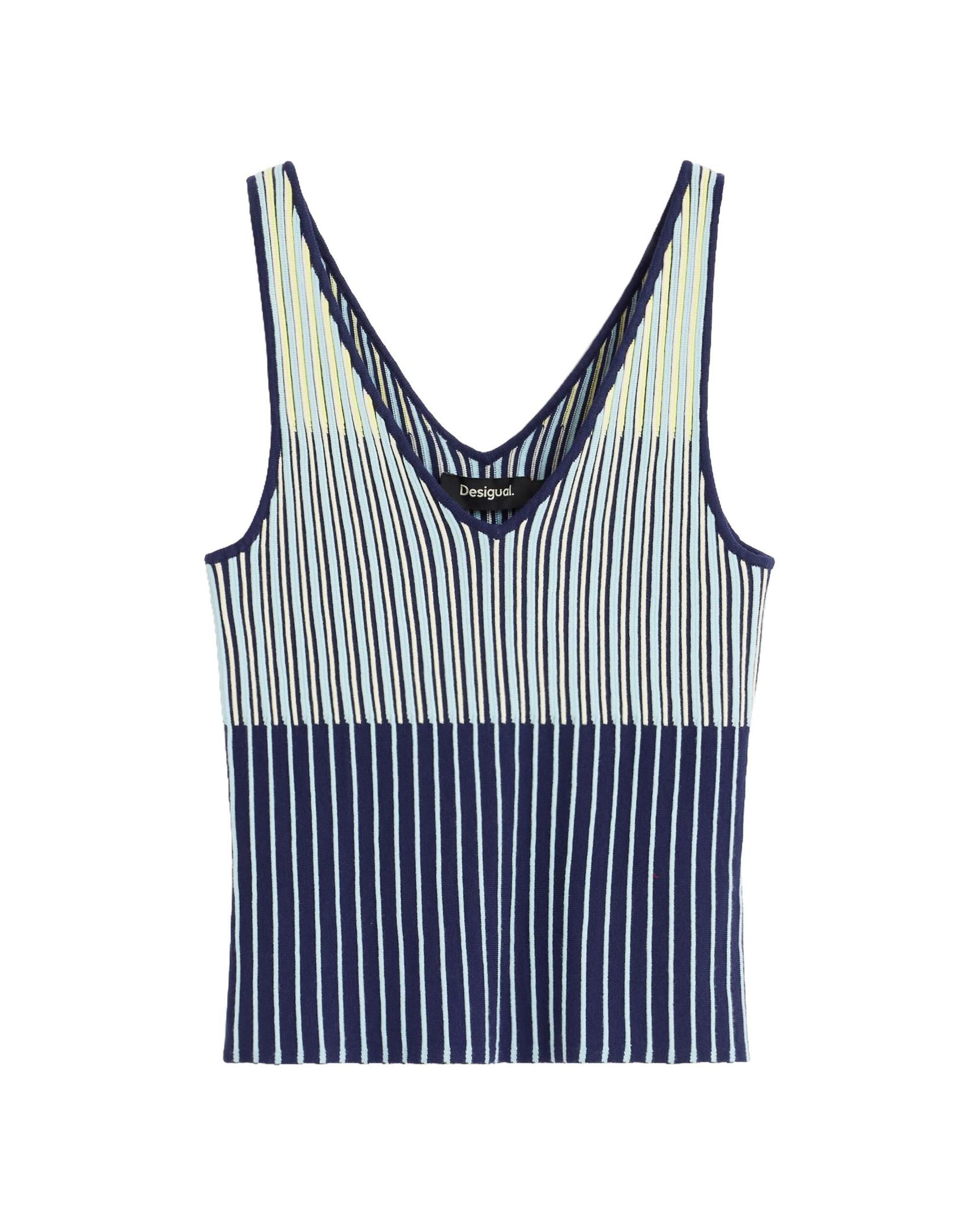Top de mujer punto sin mangas - Desigual - Azul Azul-4