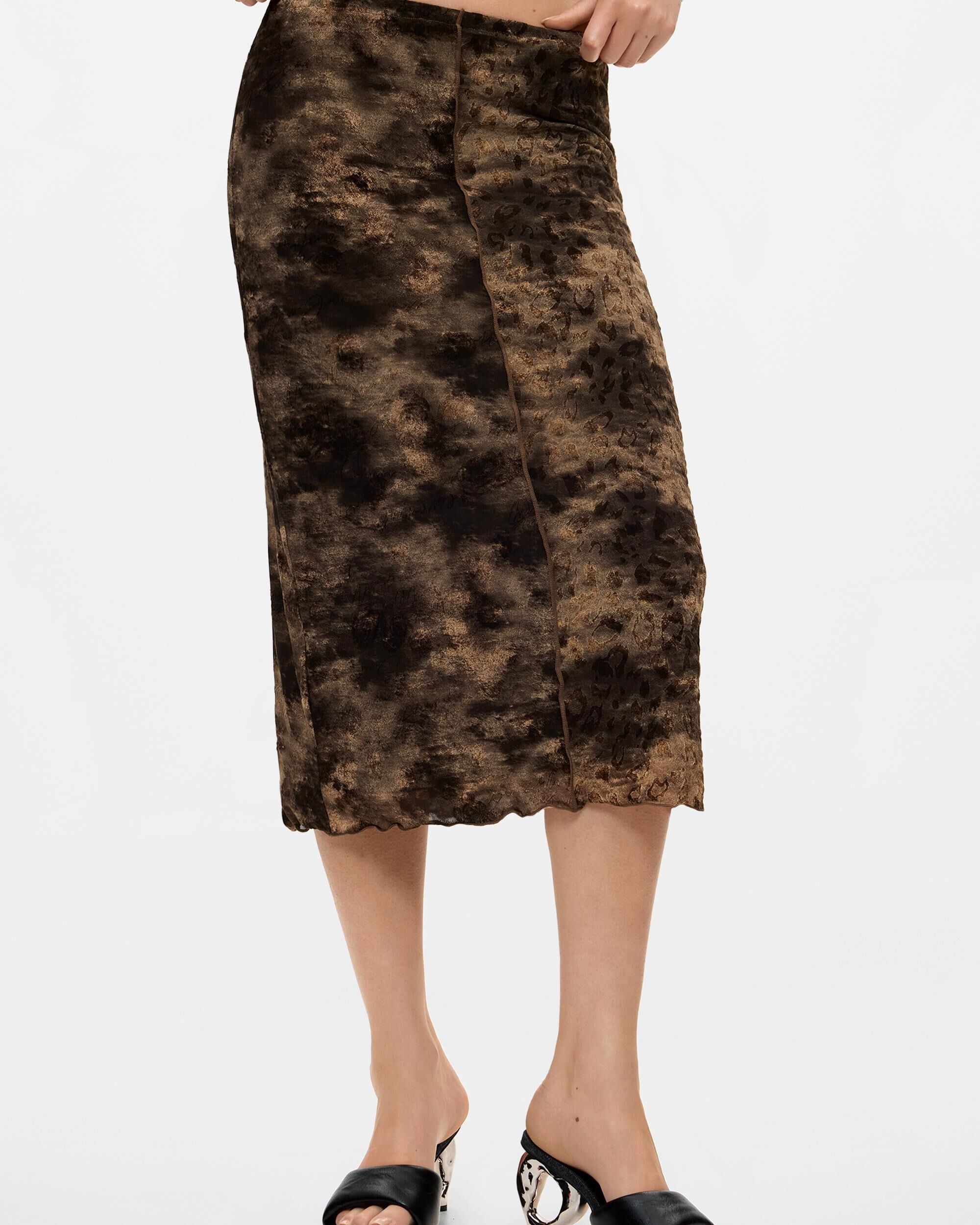 Falda midi estampada - Desigual - Negro Negro-2