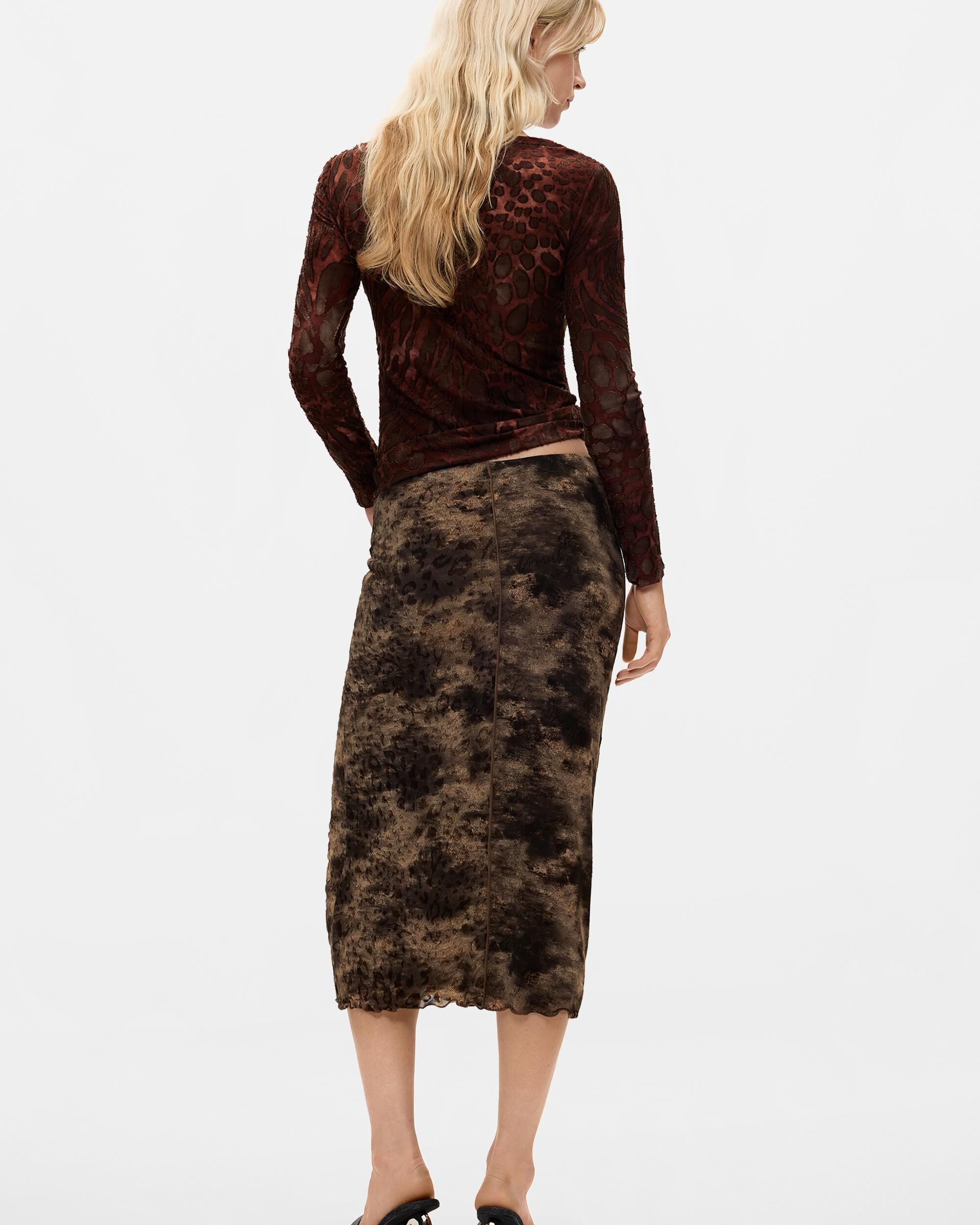 Falda midi estampada - Desigual - Negro Negro-3