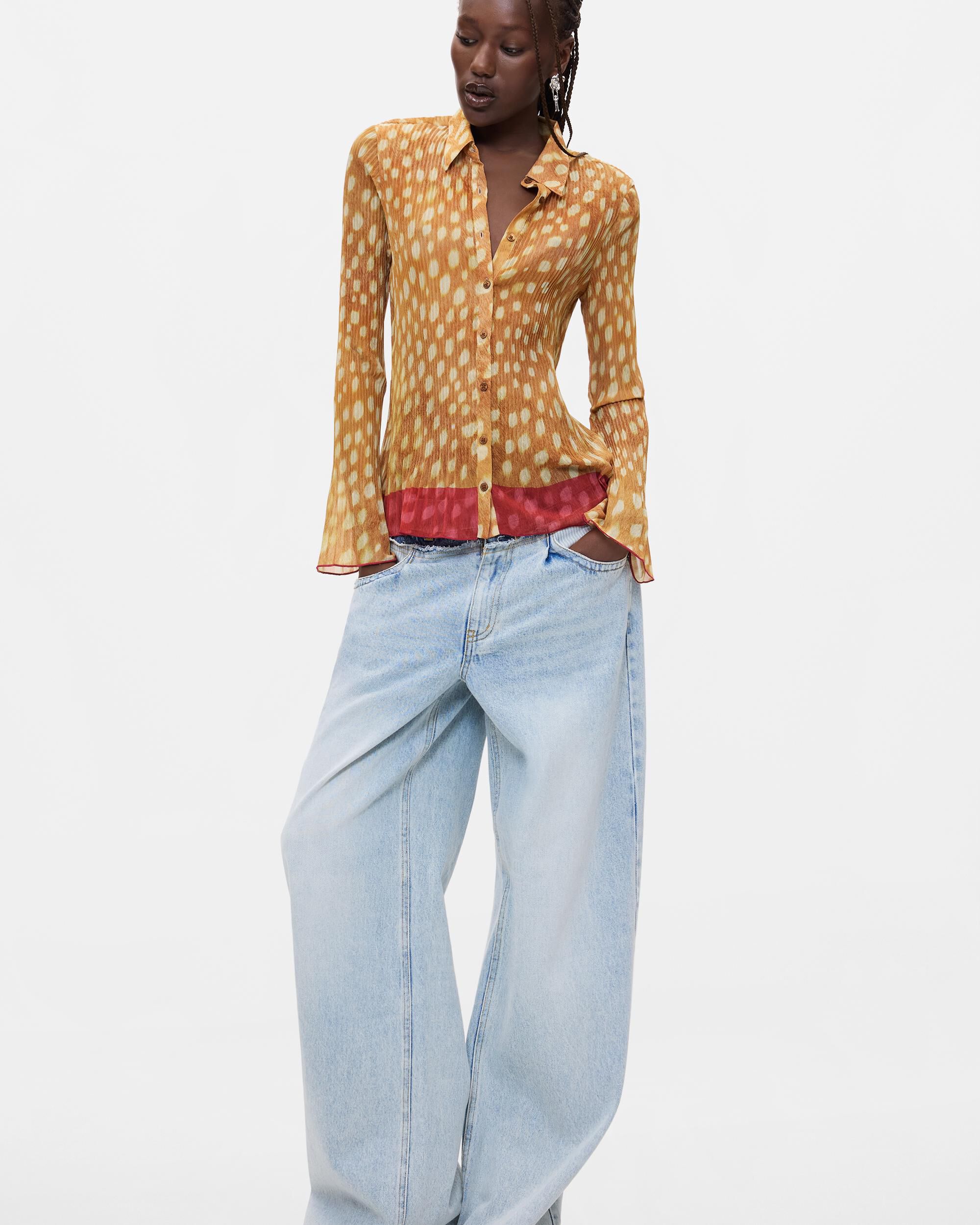Camisa de mujer estampada plisada - Desigual - Blanco Blanco-2