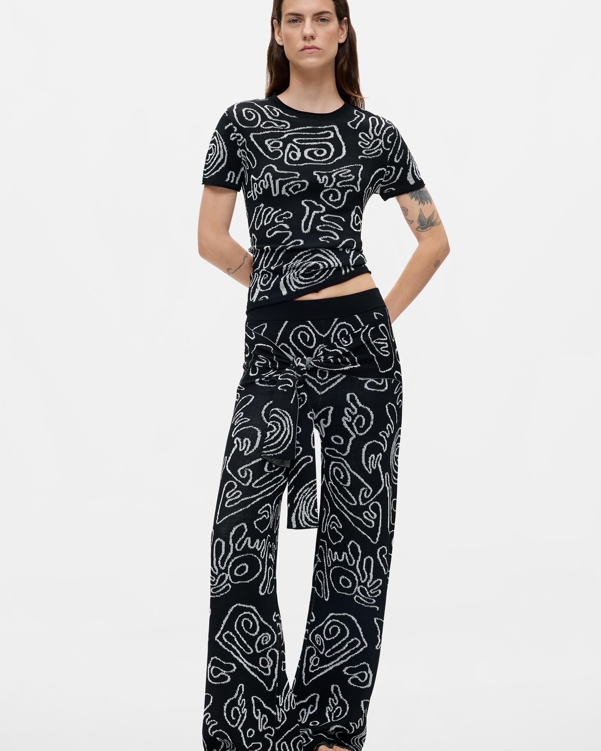 Pantalón de mujer punto jacquard - Desigual - Negro Negro-1