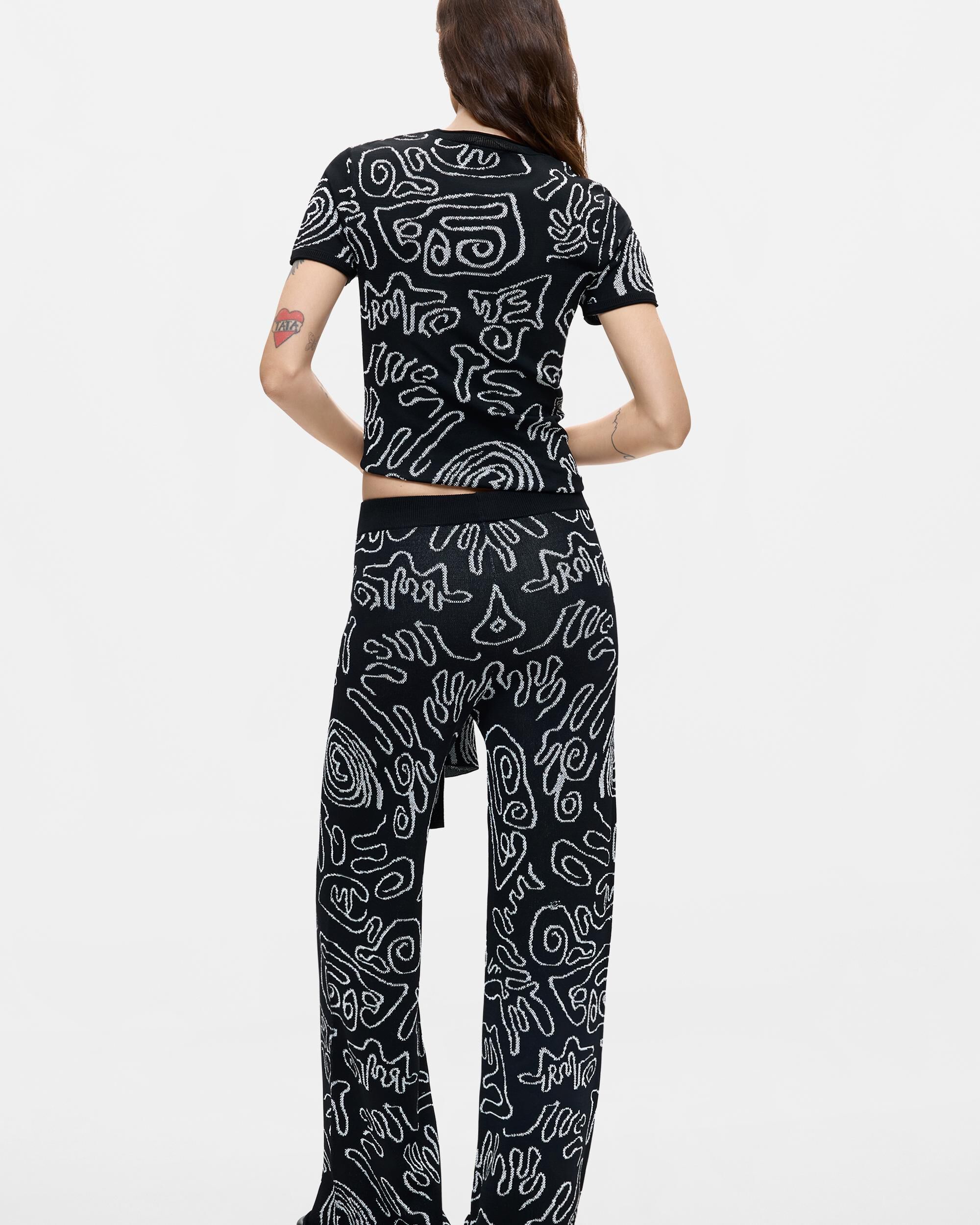 Pantalón de mujer punto jacquard - Desigual - Negro Negro-3