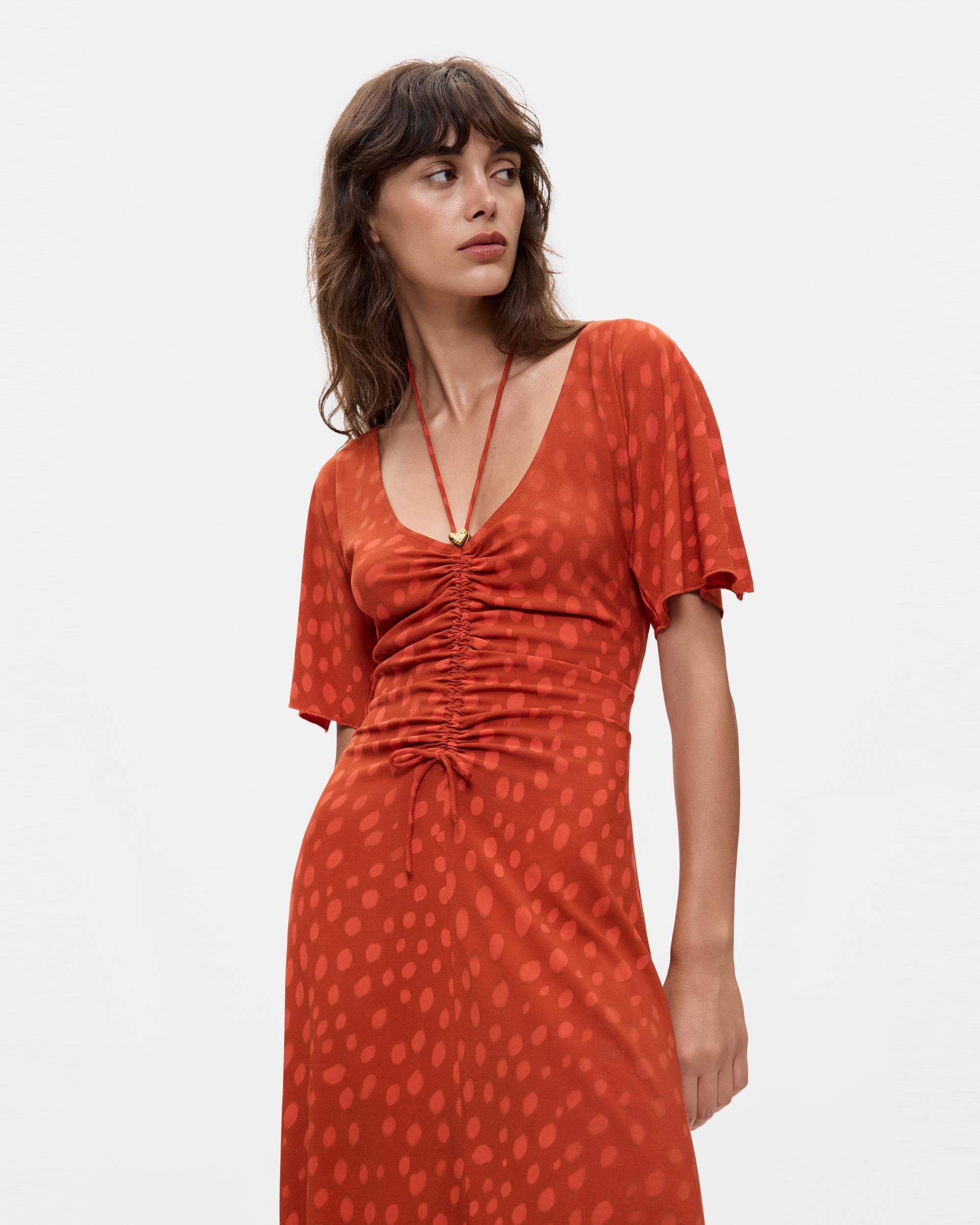 Vestido midi escote pico - Desigual - Naranja Naranja-2