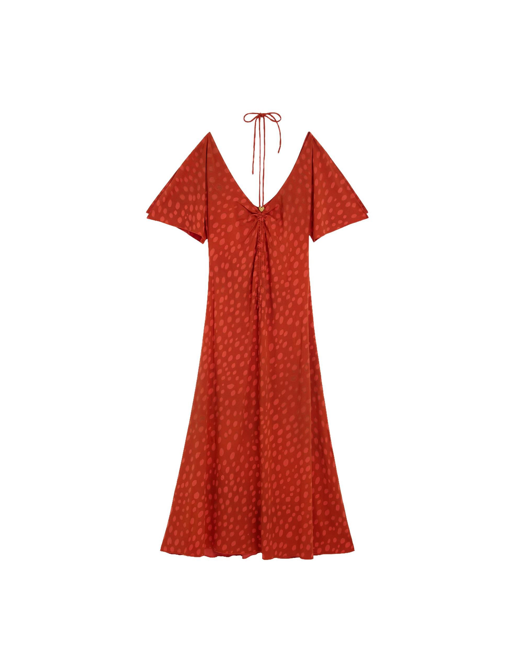 Vestido midi escote pico - Desigual - Naranja Naranja-5