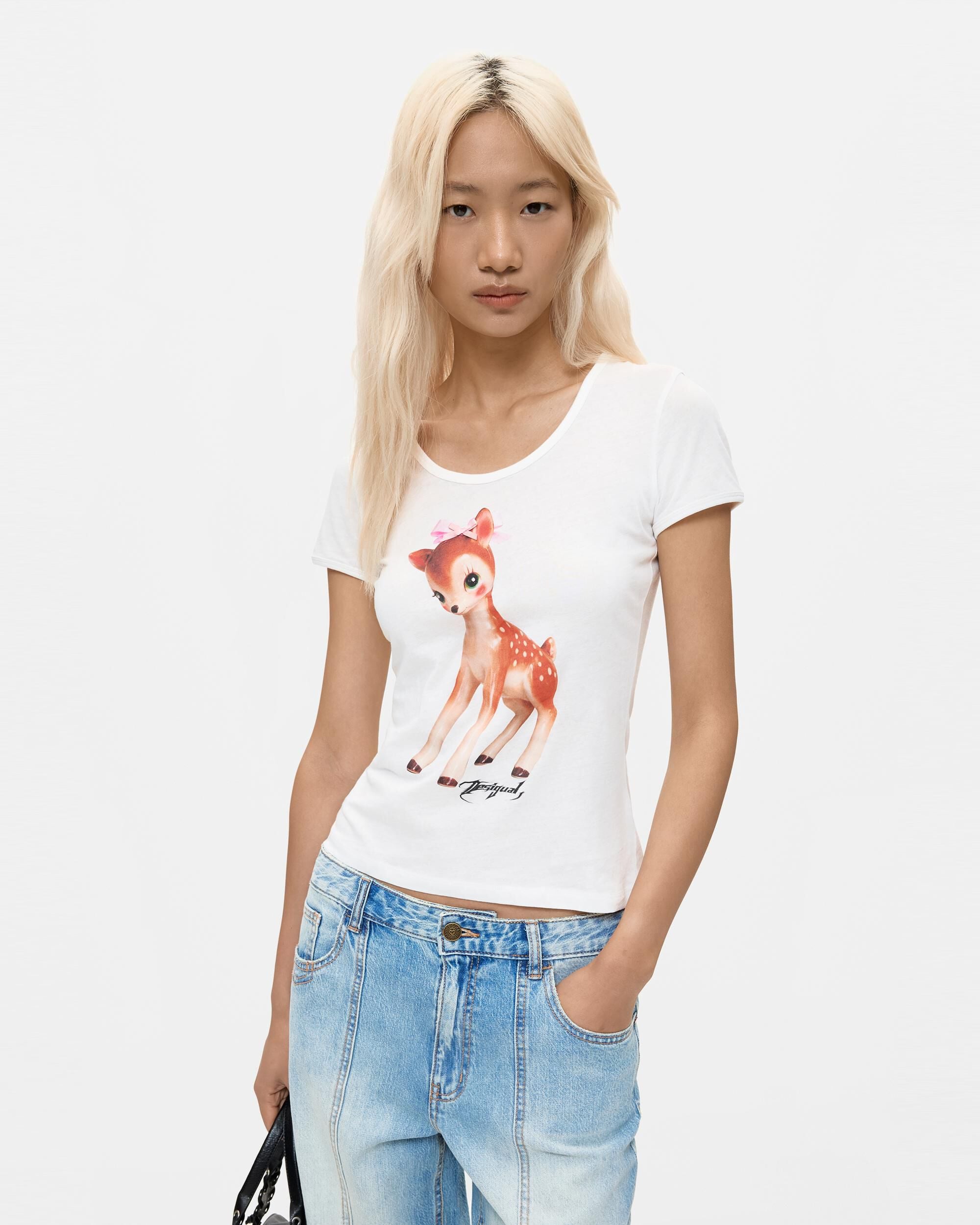Camiseta de mujer estampada - Desigual - Blanco Blanco-1