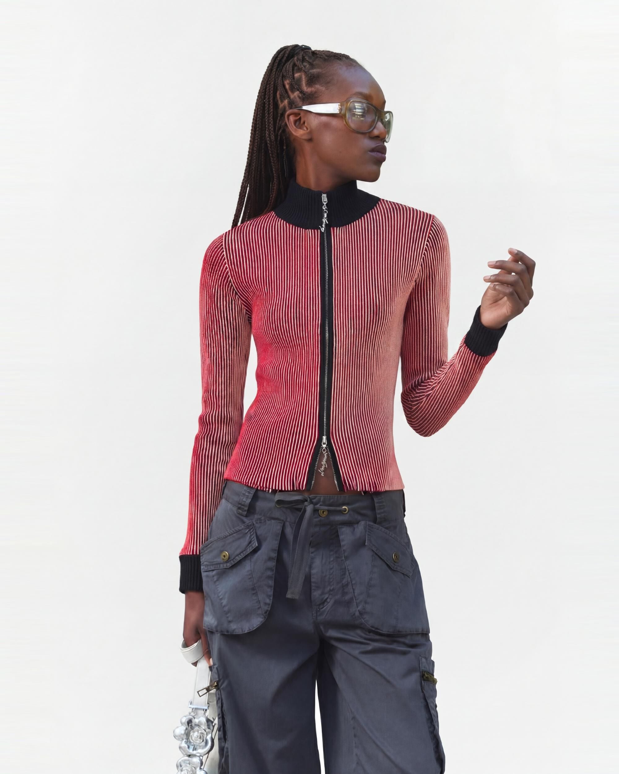 Jersey de mujer cremallera punto tornasolado - Desigual - Rosa Rosa-1