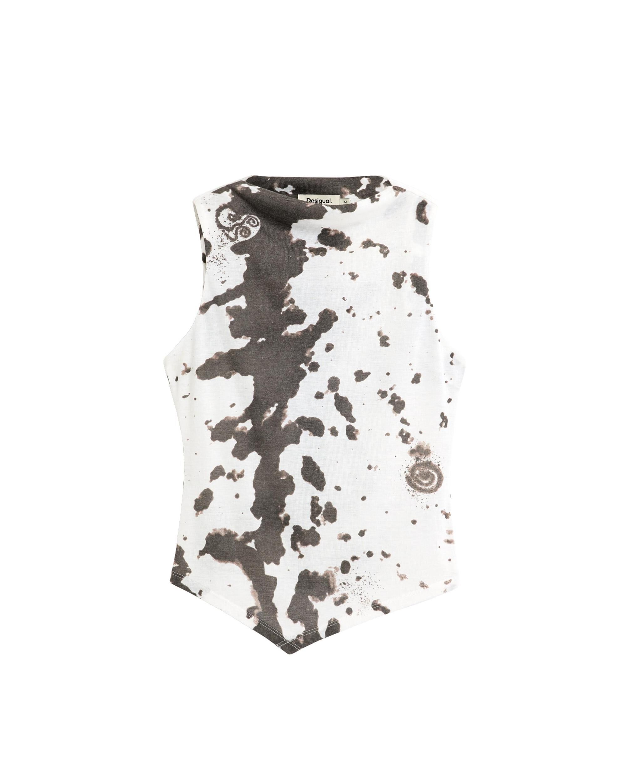 Camiseta de mujer sin mangas estampada - Desigual - Blanco Blanco-4