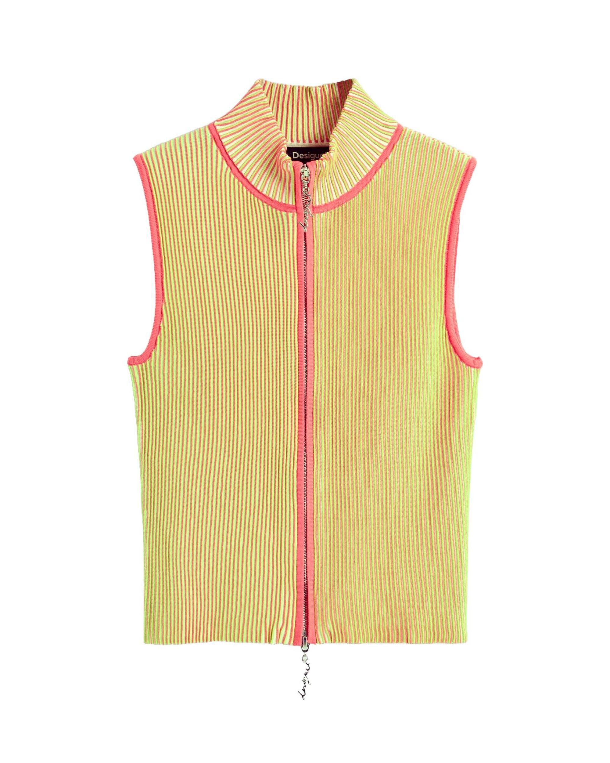 Camiseta de mujer cremallera punto tornasolado - Desigual - Amarillo Amarillo-4