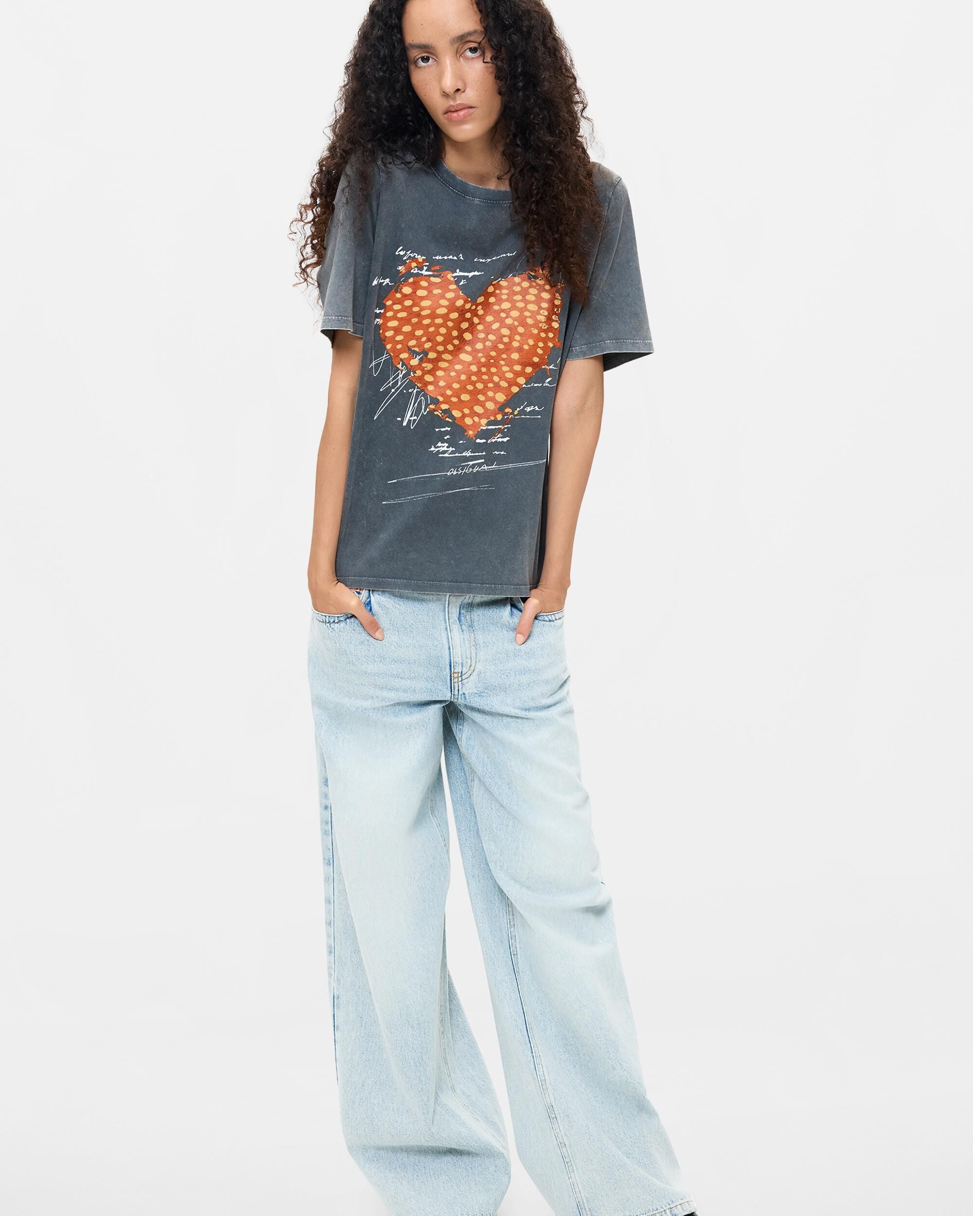 Camiseta de mujer estampada algodón orgánico - Desigual - Negro Negro-1