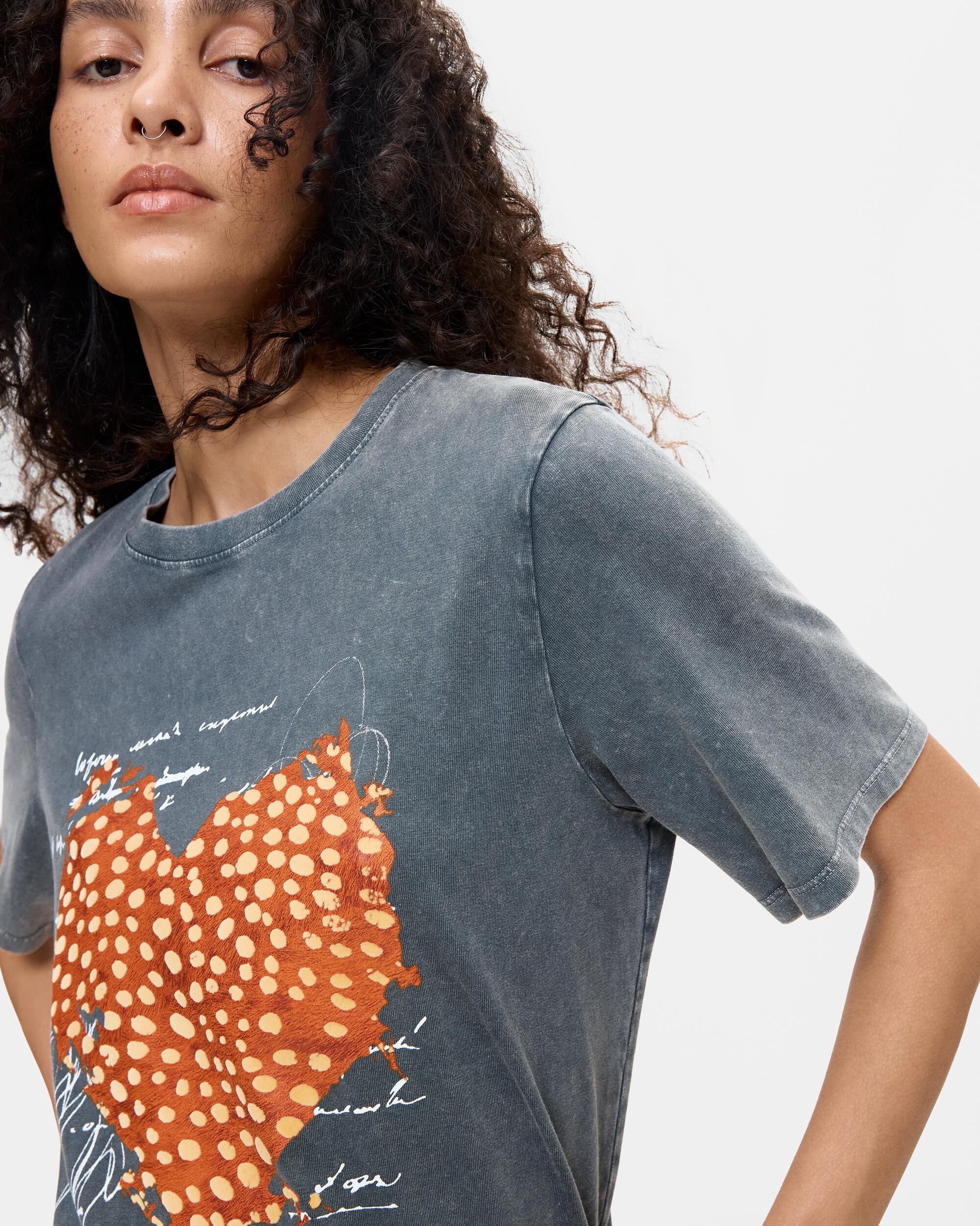 Camiseta de mujer estampada algodón orgánico - Desigual - Negro Negro-3