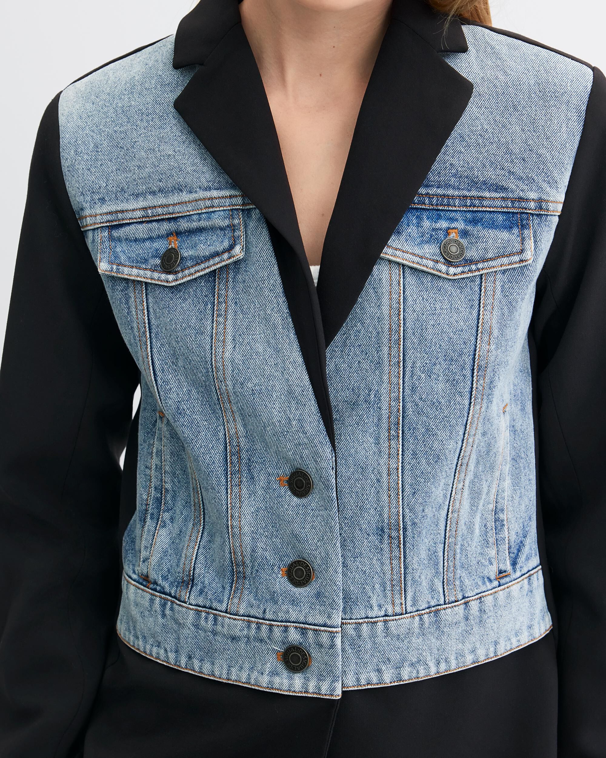 Blazer de mujer denim combinada - Desigual - Negro Negro-4