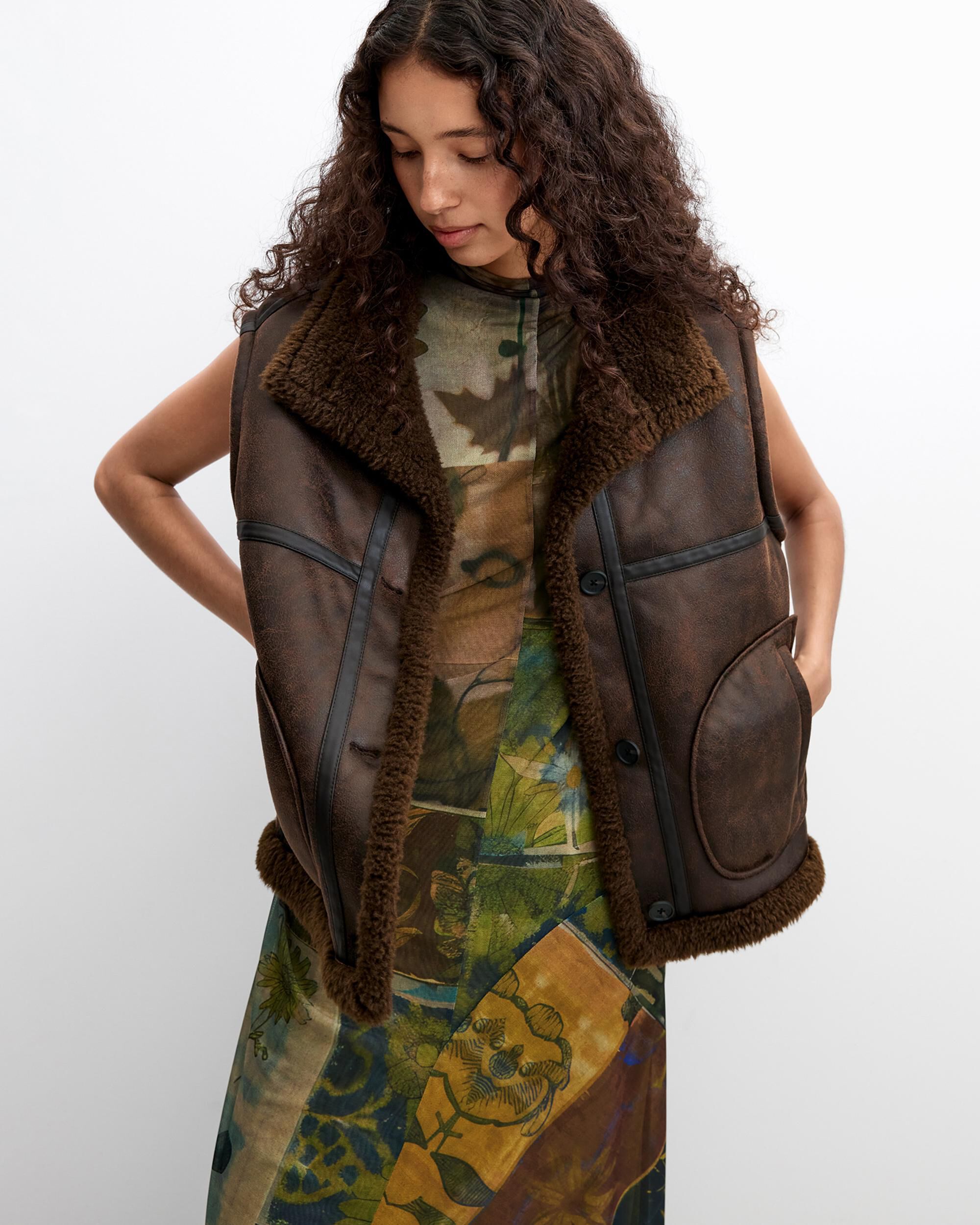 Abrigo de mujer doble fas desmontable - Desigual - Marrón Marrón-4