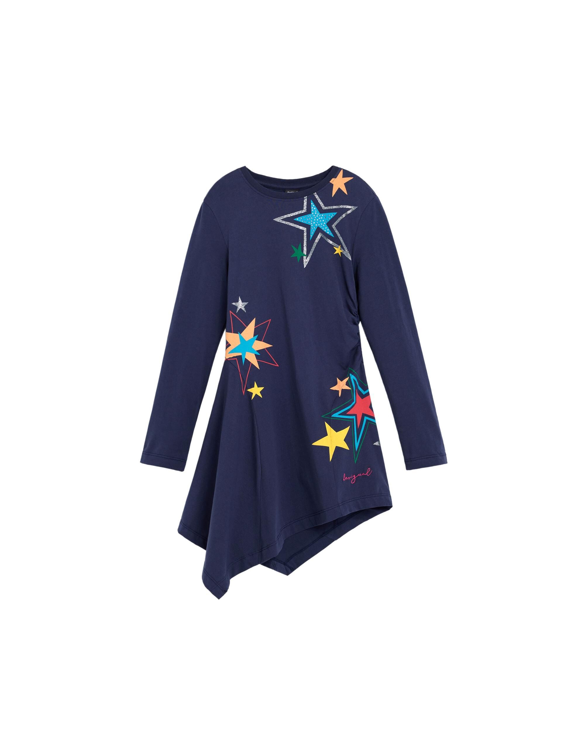 Imagen 0 de Vestido de niña punto estrellas Azul