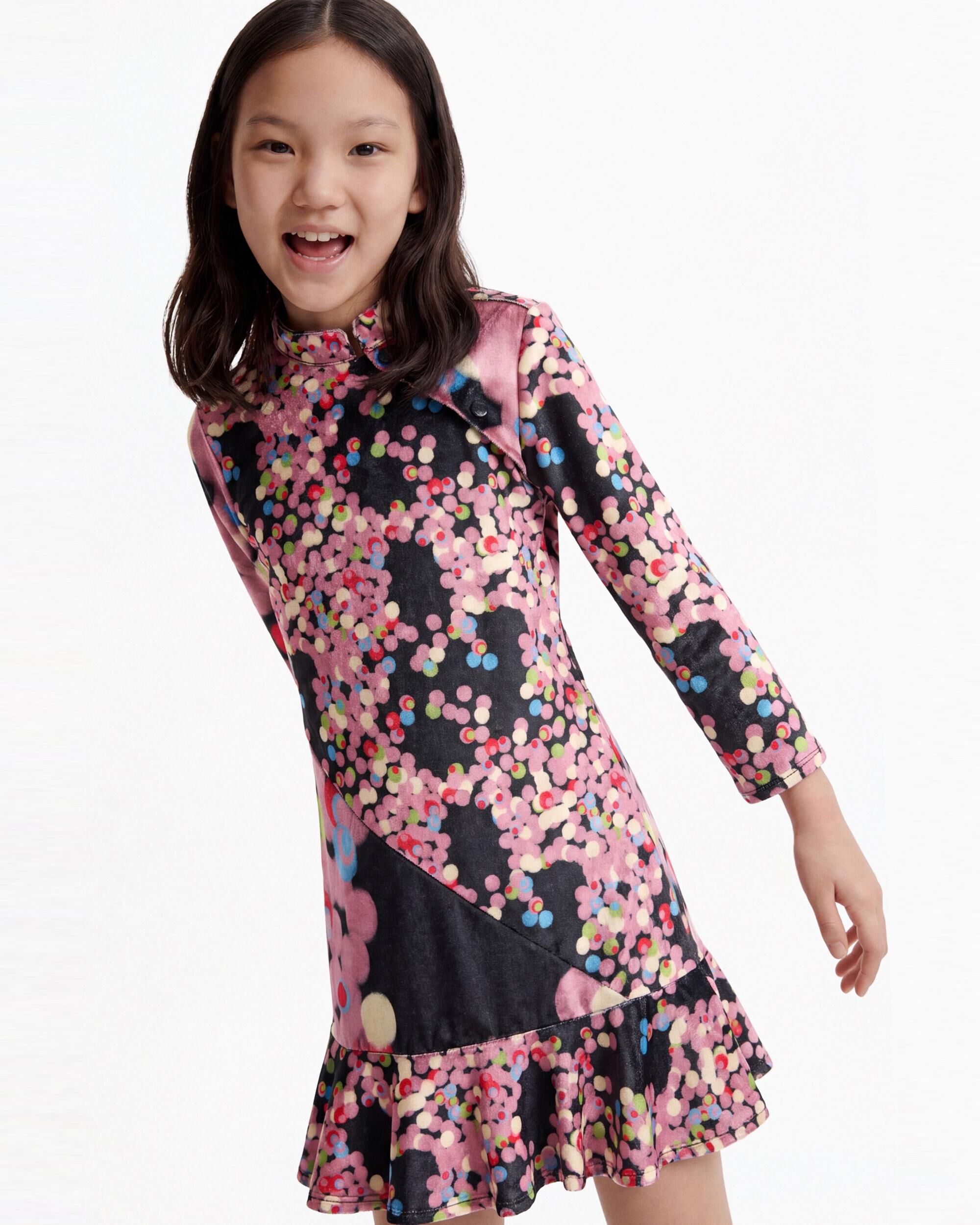Imagen 4 de Vestido de niña manga larga estampado - Desigual - Negro Negro