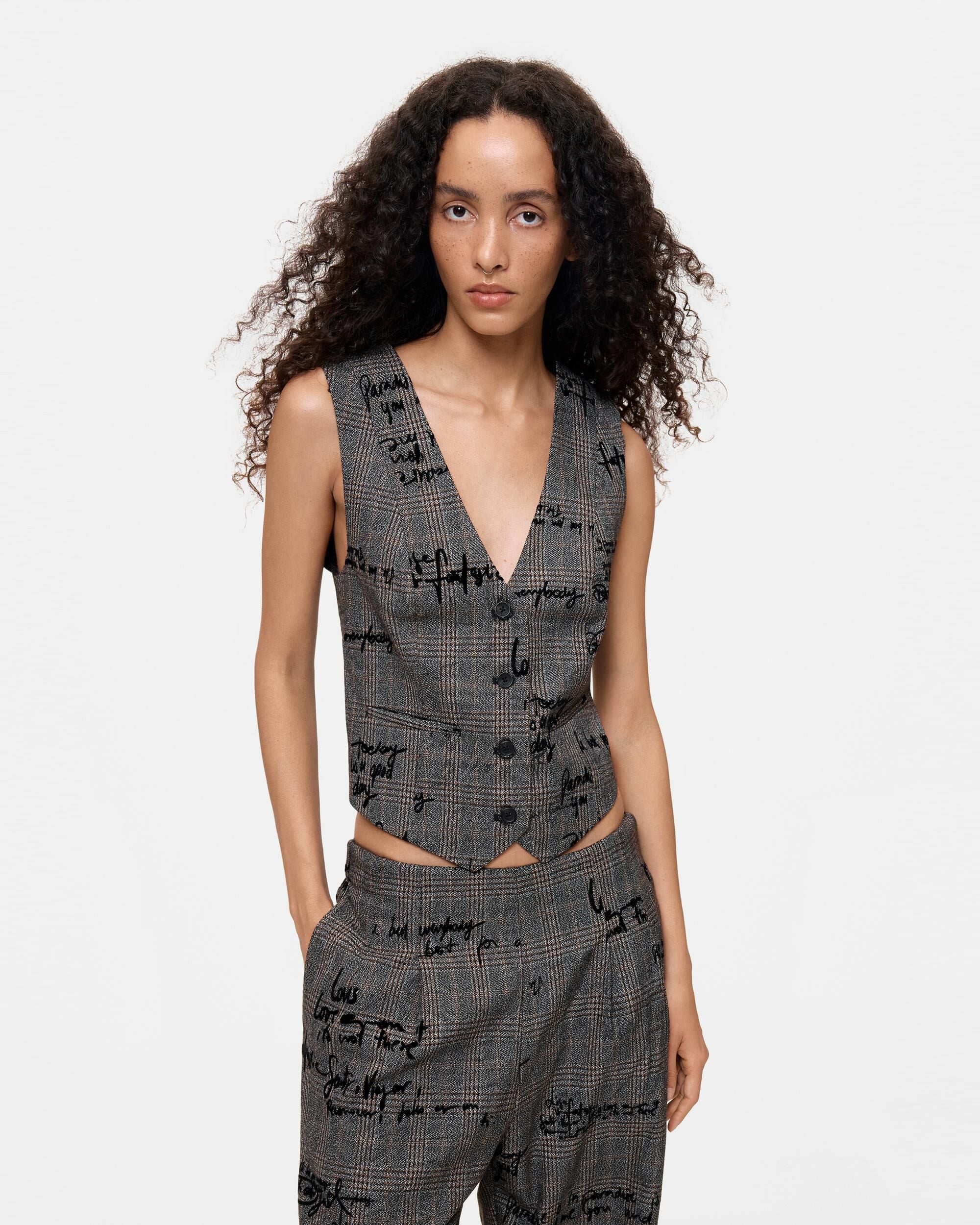 Chaqueta de mujer chaleco texto - Desigual - Negro Negro-1
