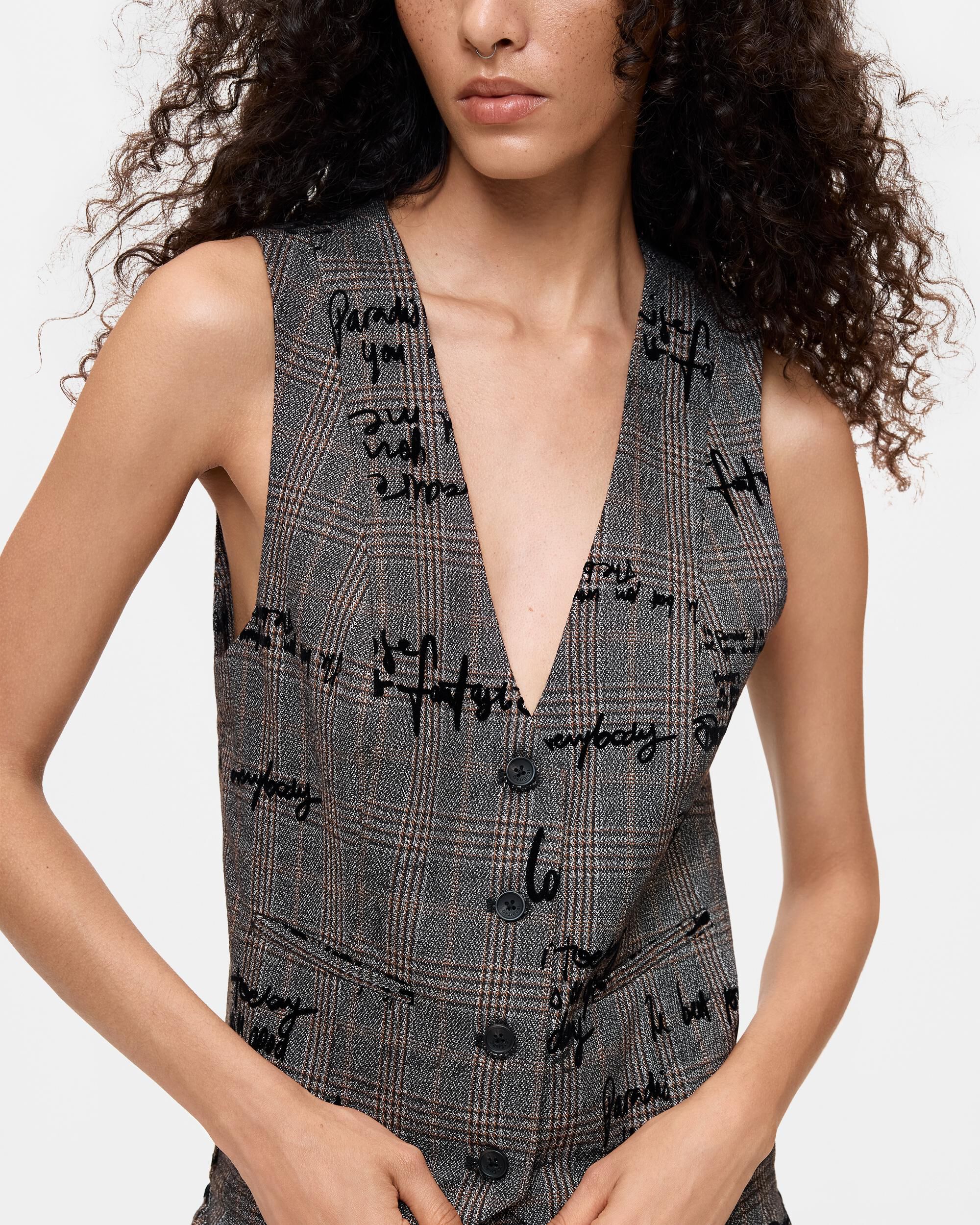 Chaqueta de mujer chaleco texto - Desigual - Negro Negro-3