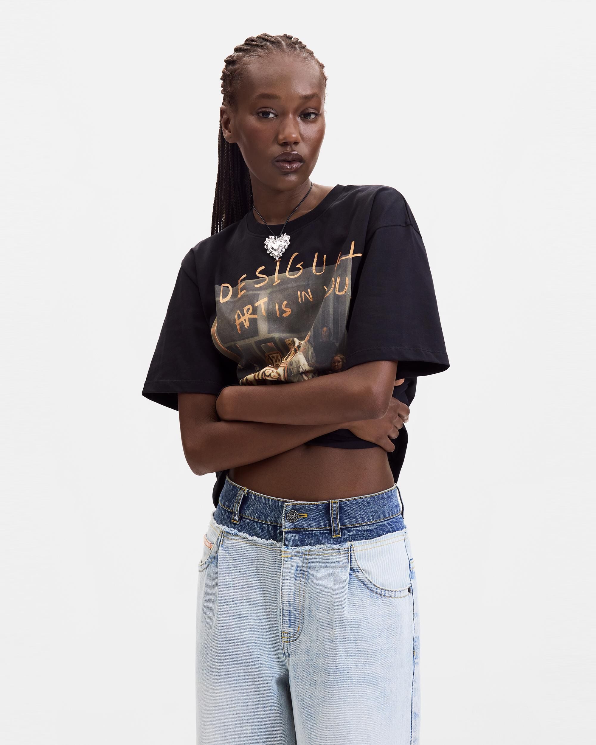 Camiseta de mujer estampada - Desigual - Negro Negro-1