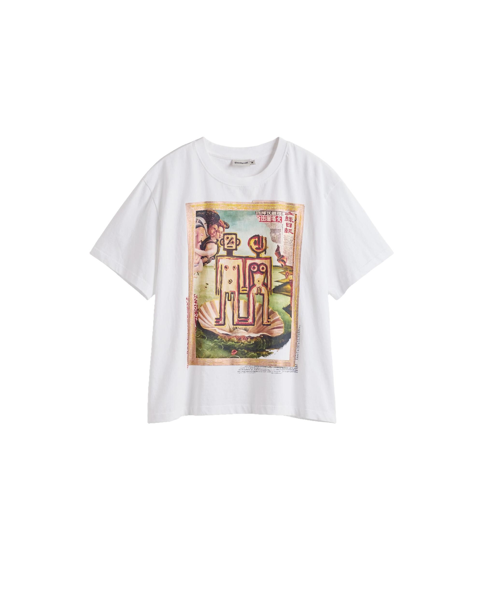 Camiseta de mujer estampada 100% algodón - Desigual - Blanco Blanco-4