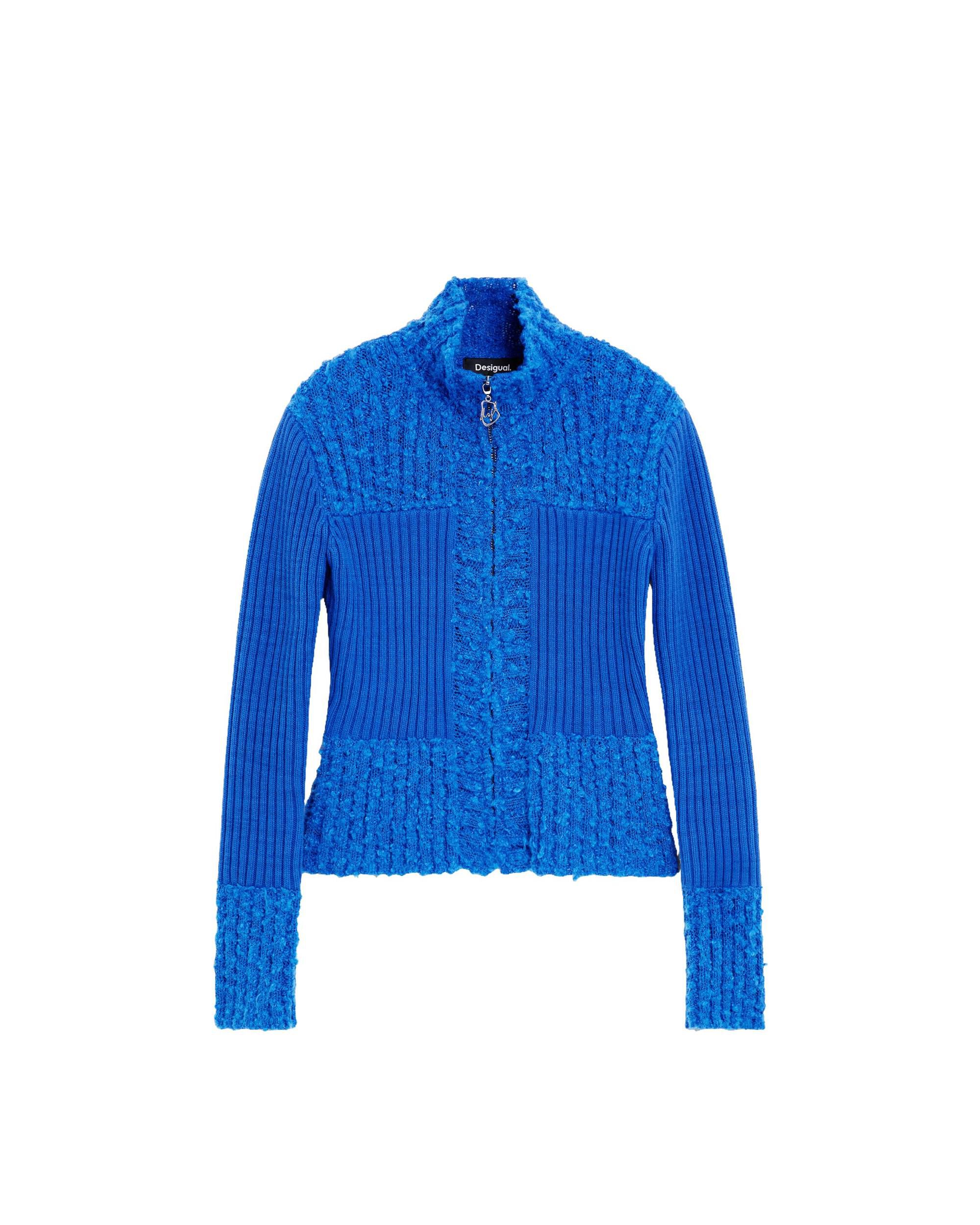 Chaqueta de mujer punto calados - Desigual - Azul Azul-5