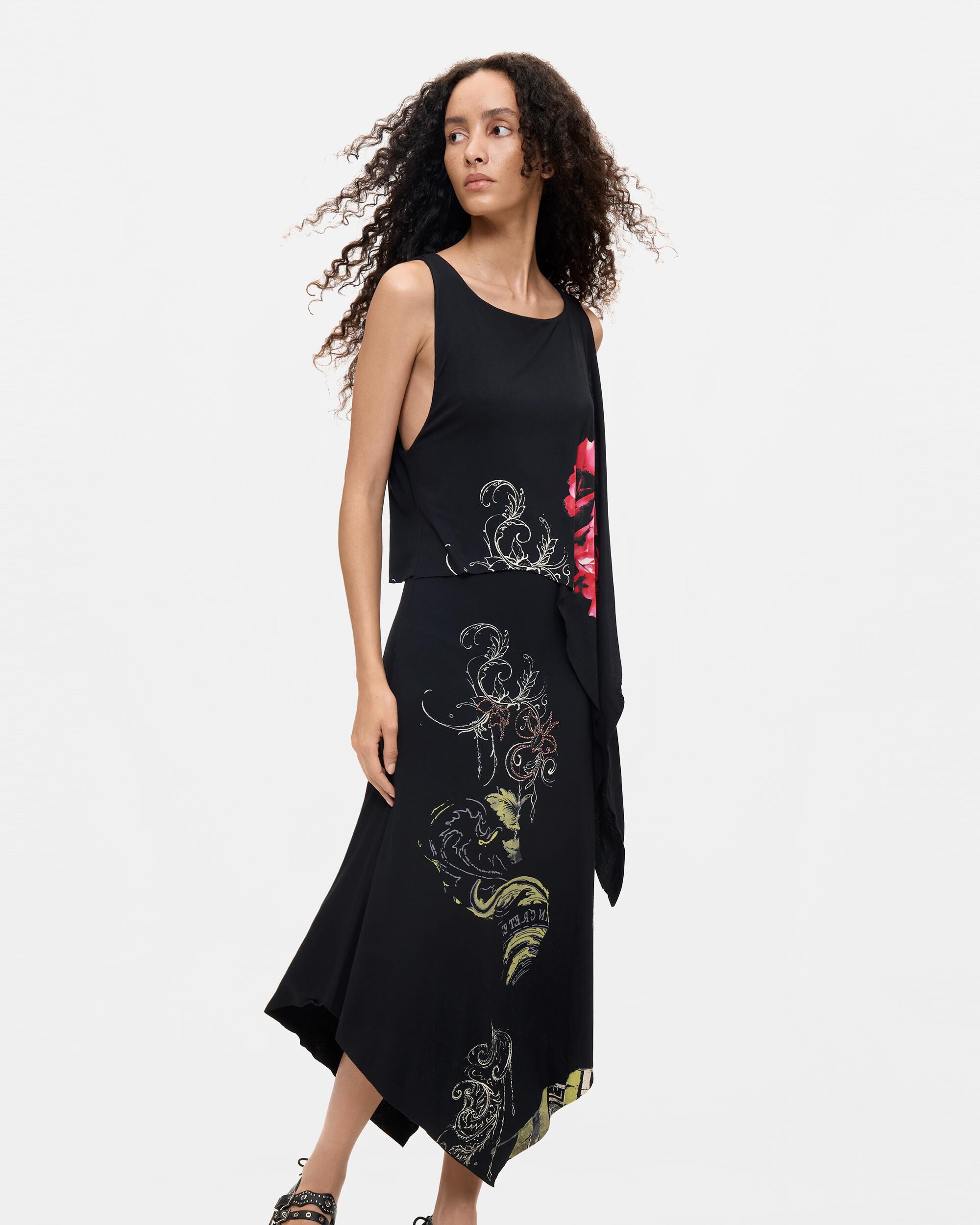 Vestido asimétrico midi - Desigual - Negro Negro-2