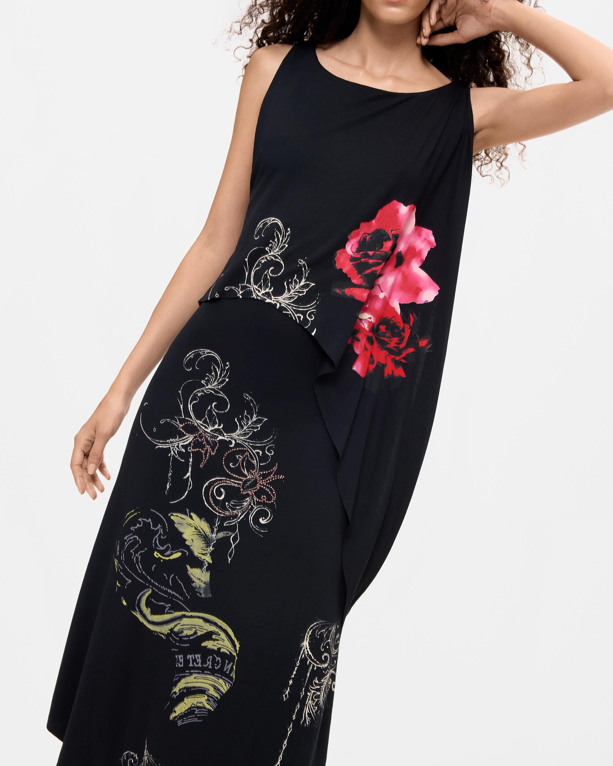 Vestido asimétrico midi - Desigual - Negro Negro-4