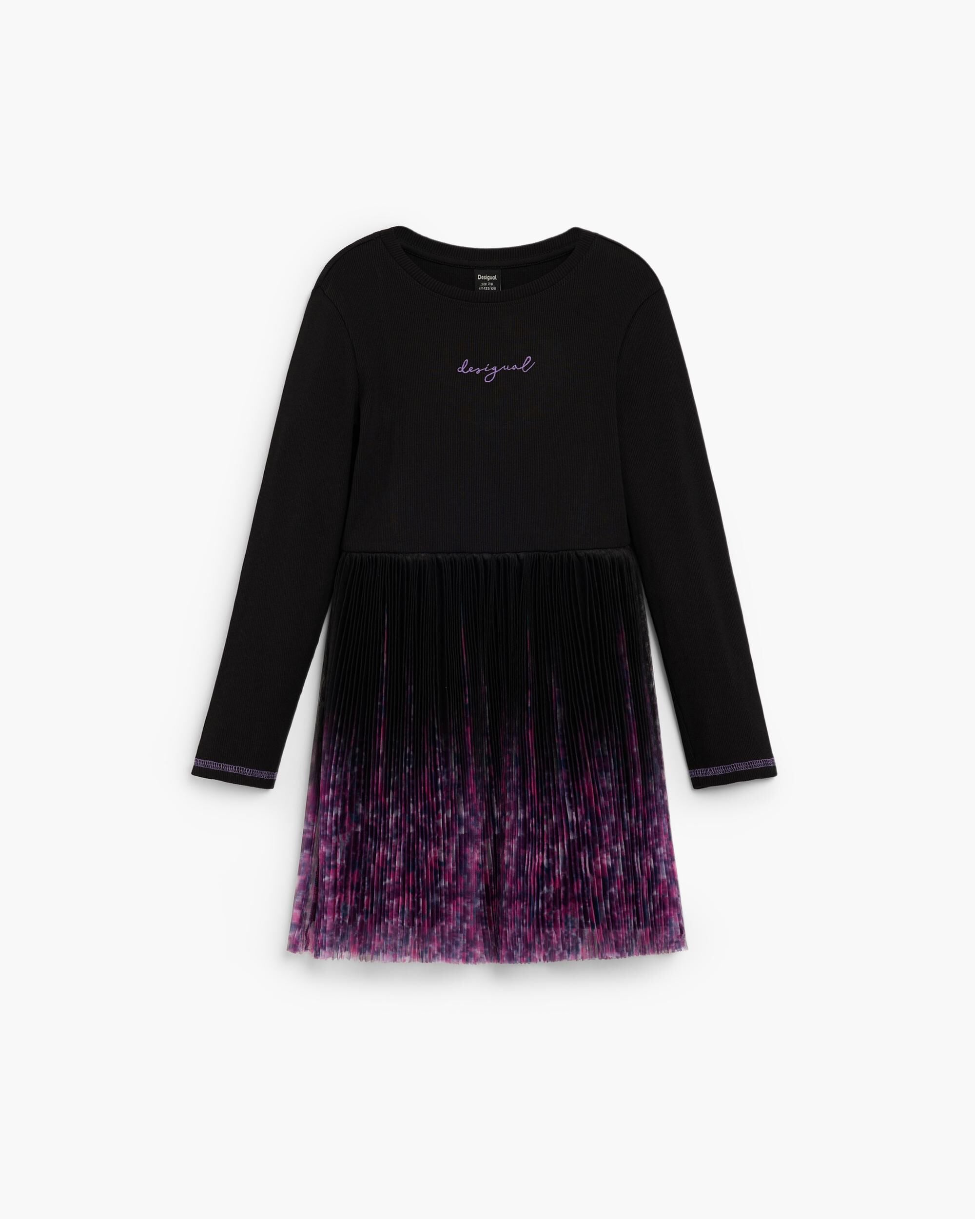 Imagen 0 de Vestido de niña asimétrico estampado Negro