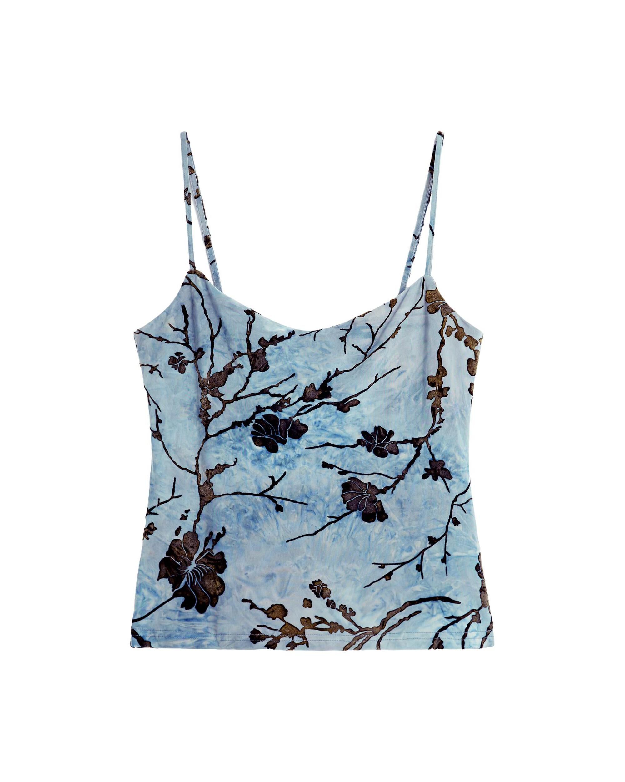 Top de mujer tirantes flocado - Desigual - Azul Azul-4