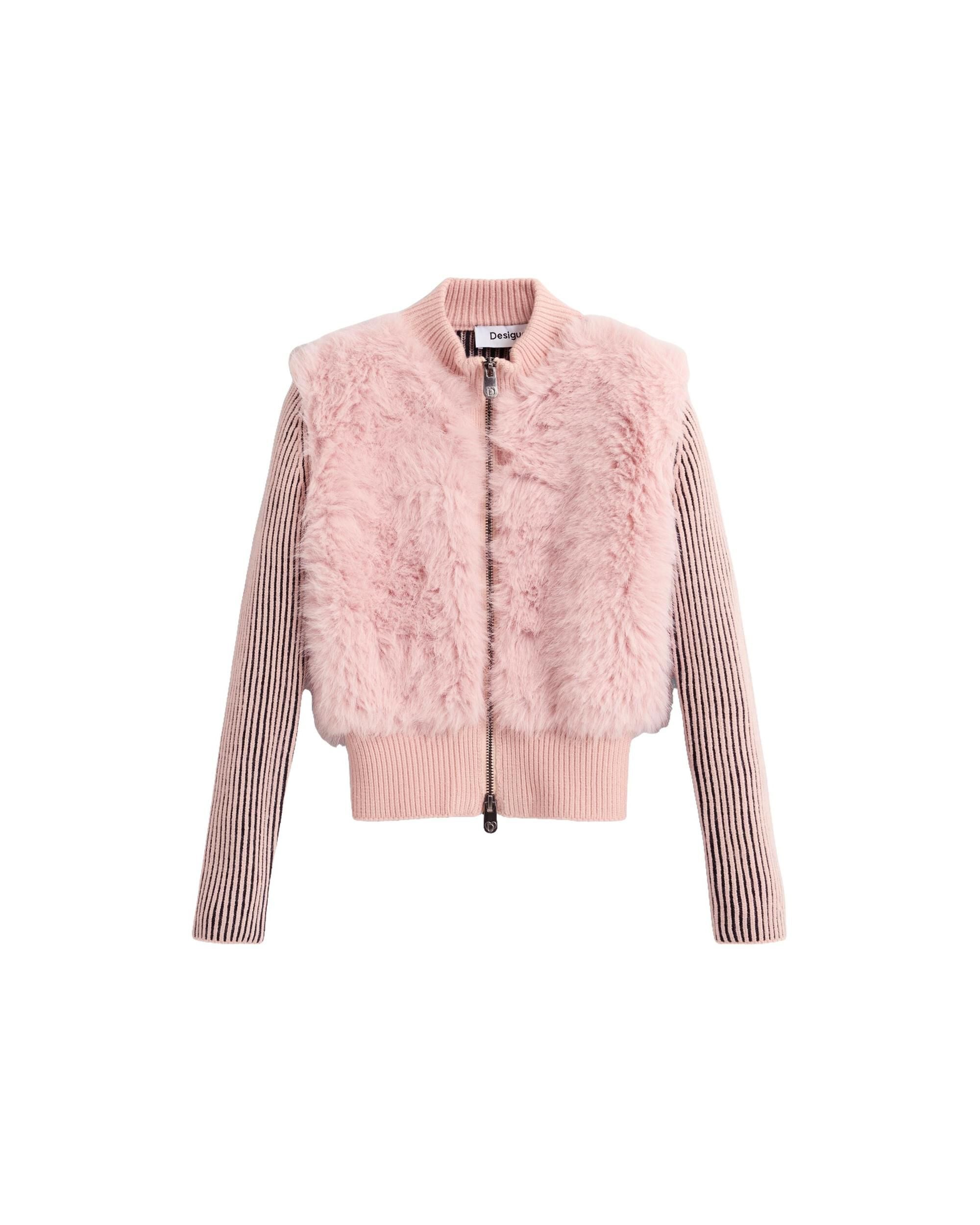 Jersey de niña efecto piel texturizado - Desigual - Rosa Rosa-1