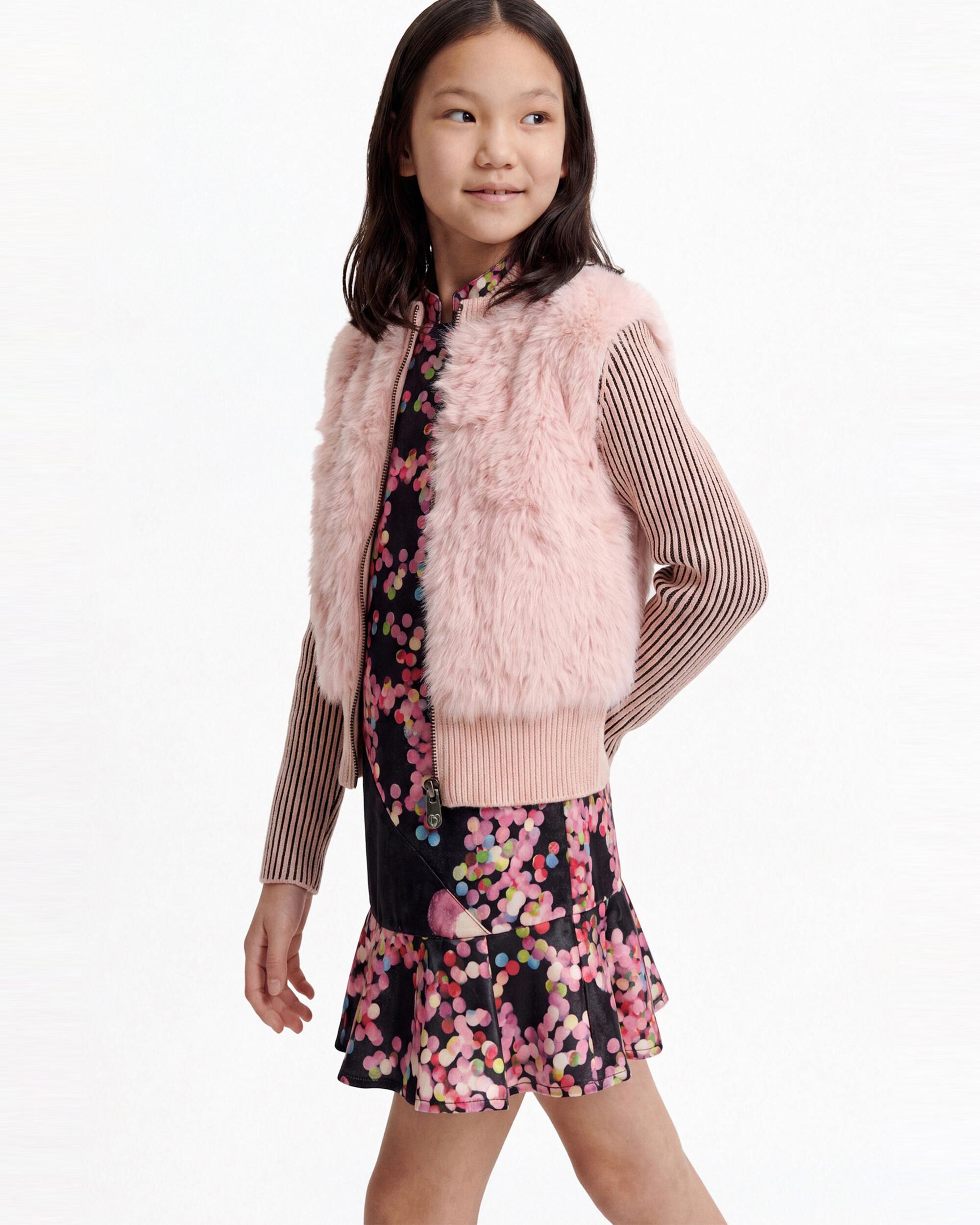 Jersey de niña efecto piel texturizado - Desigual - Rosa Rosa-3