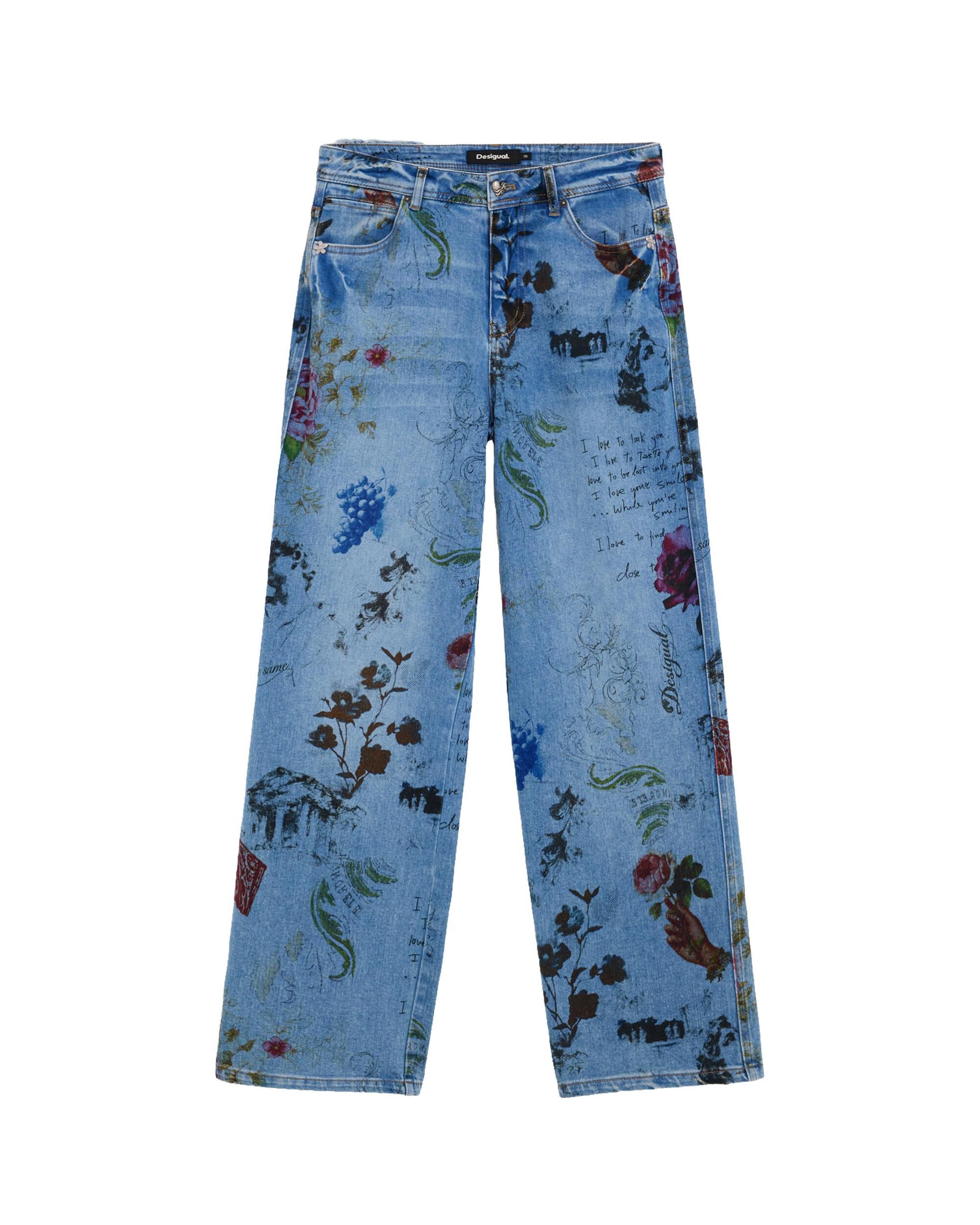 Pantalón de mujer vaquero straight estampado - Desigual - Azul Azul-5