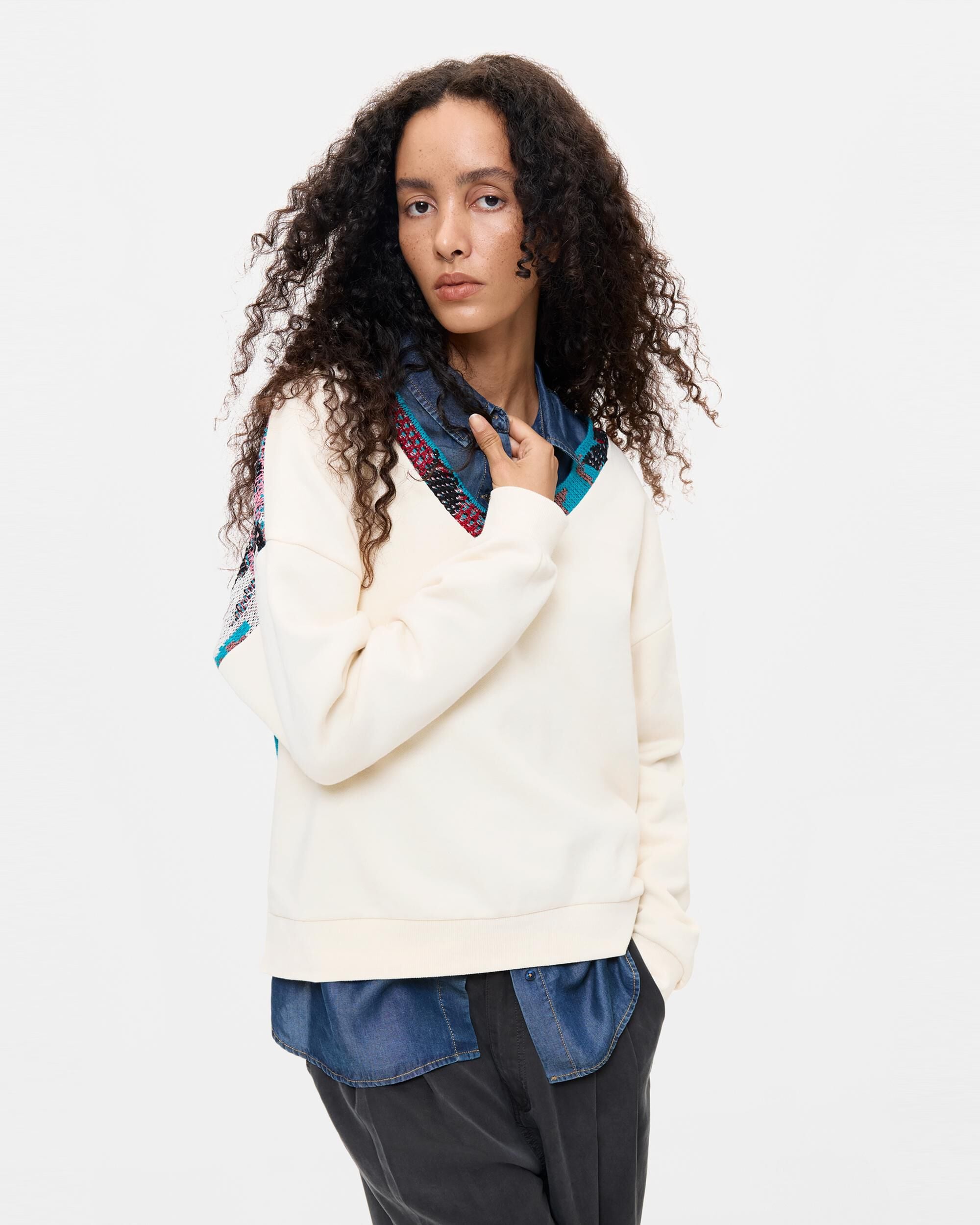 Sudadera de mujer espalda bordada - Desigual - Blanco Blanco-1