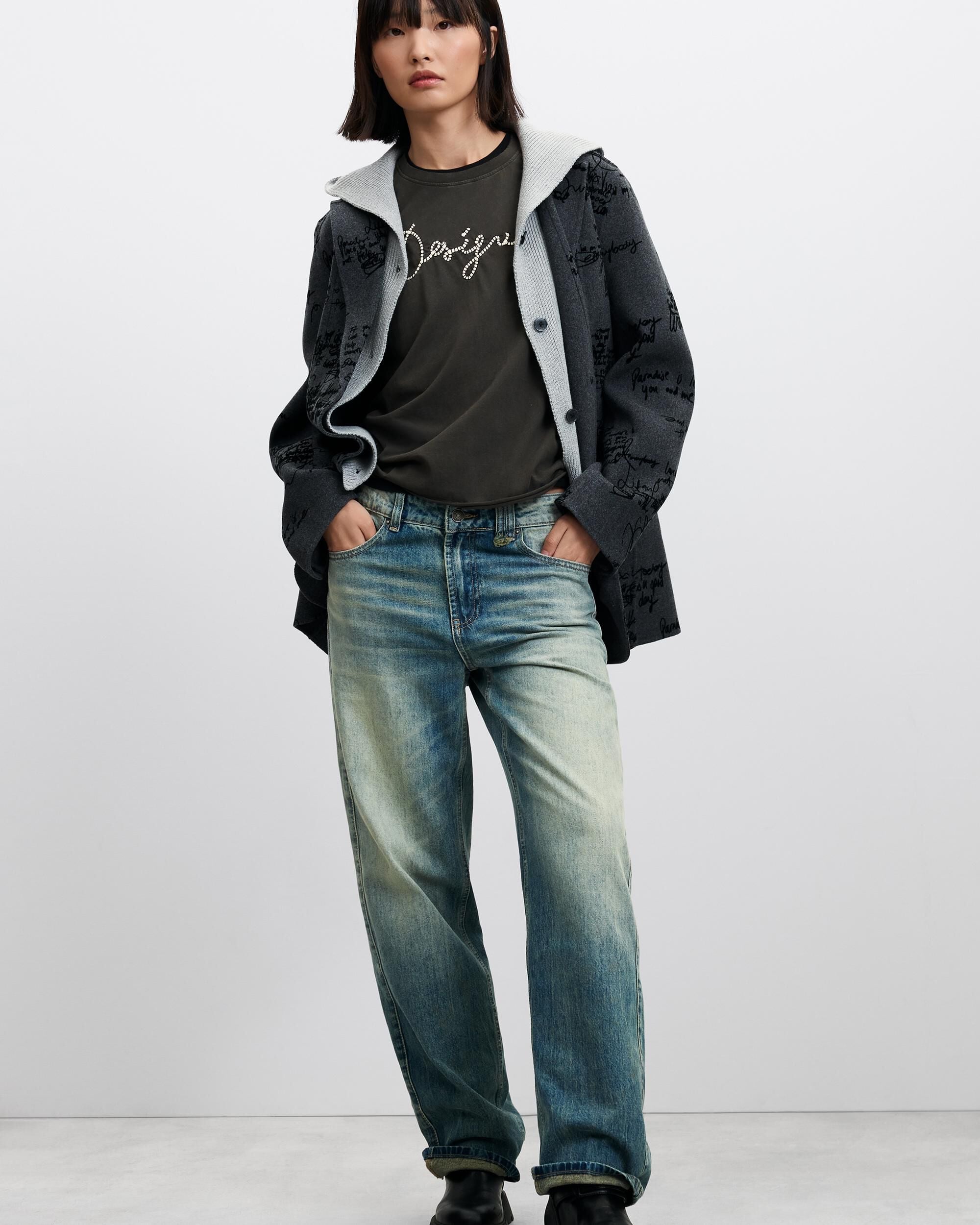 Imagen 1 de Blazer de mujer recta lana grafiti - Desigual - Negro Negro