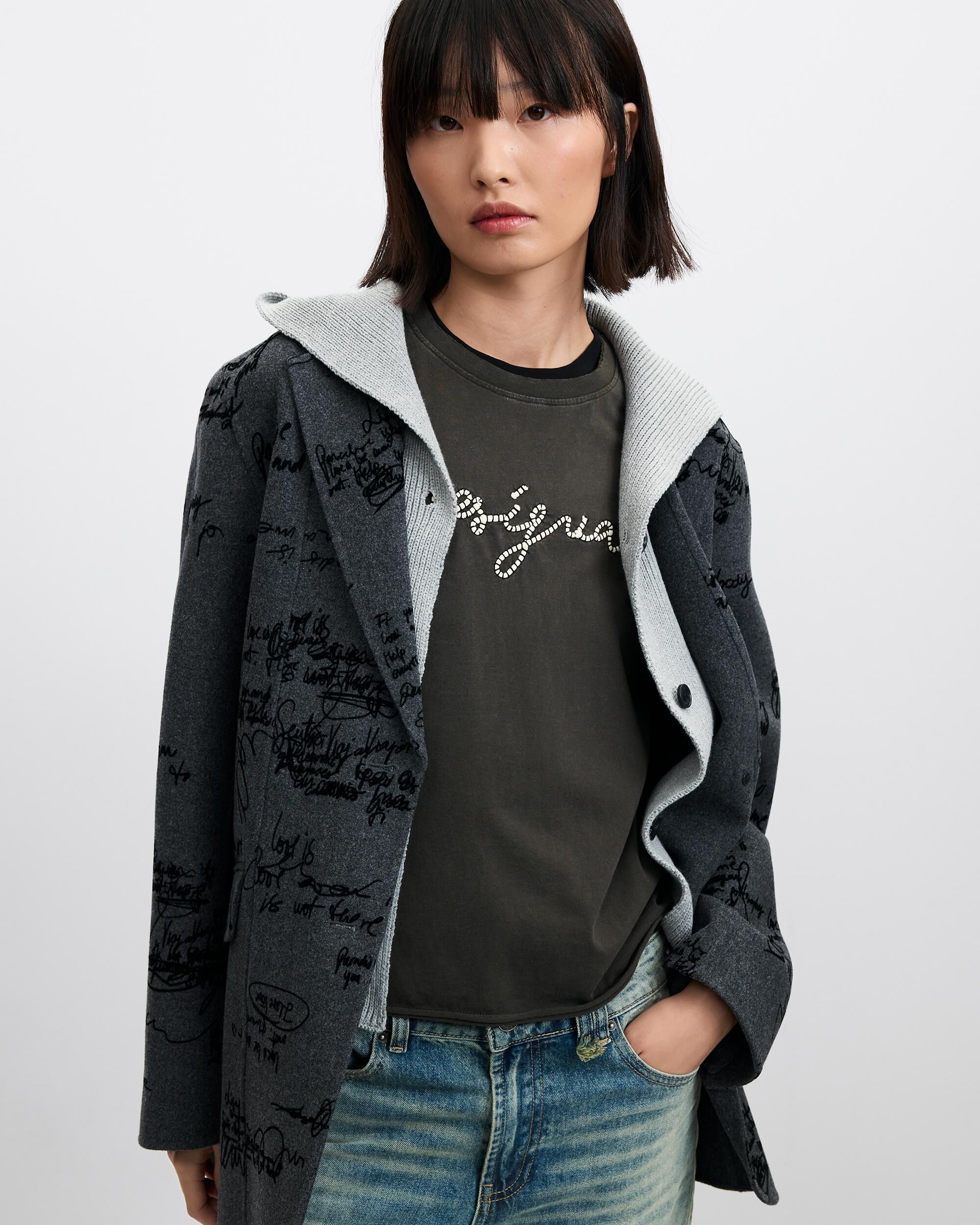 Imagen 2 de Blazer de mujer recta lana grafiti - Desigual - Negro Negro