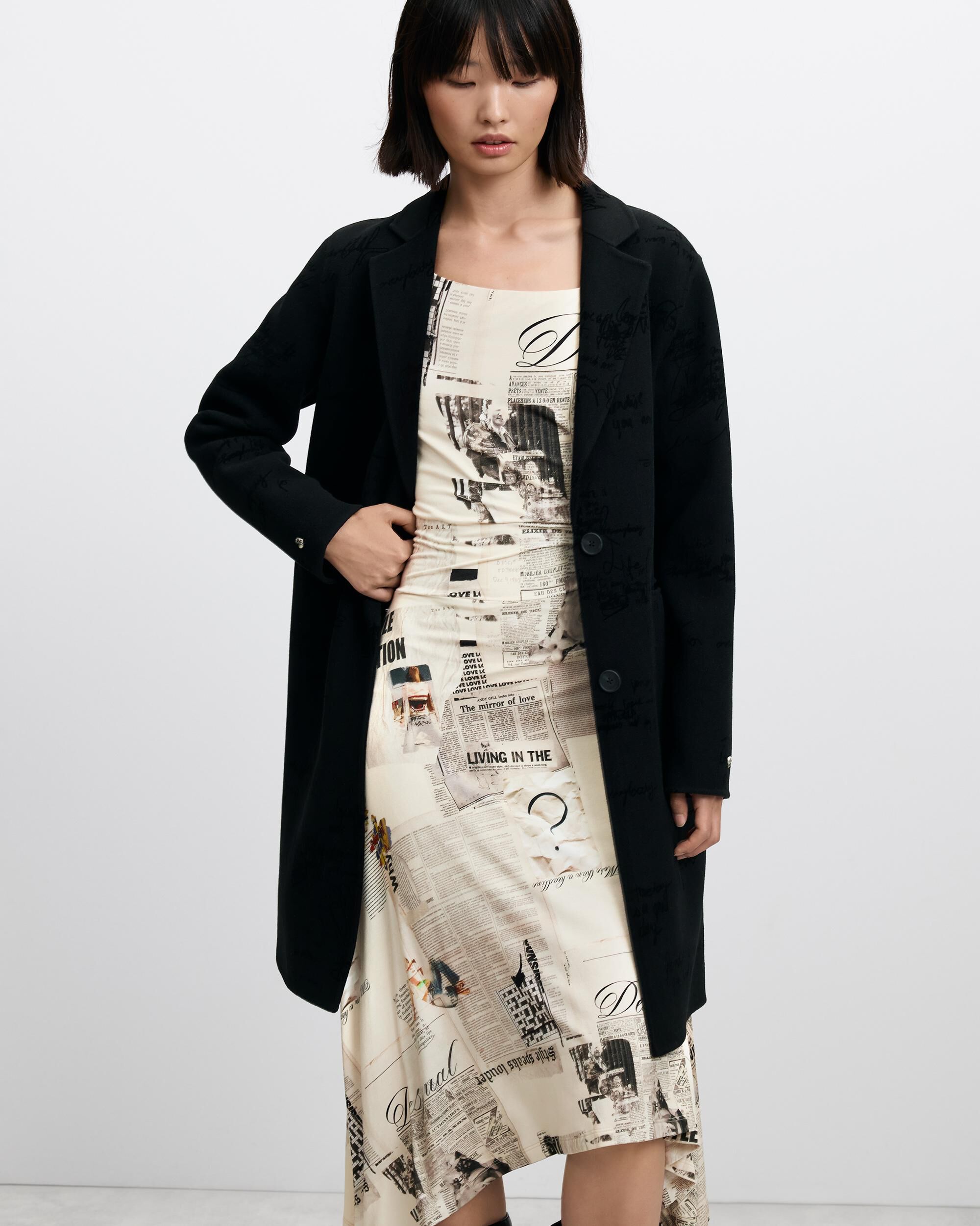 Imagen 2 de Abrigo de mujer regular lana - Desigual - Negro Negro