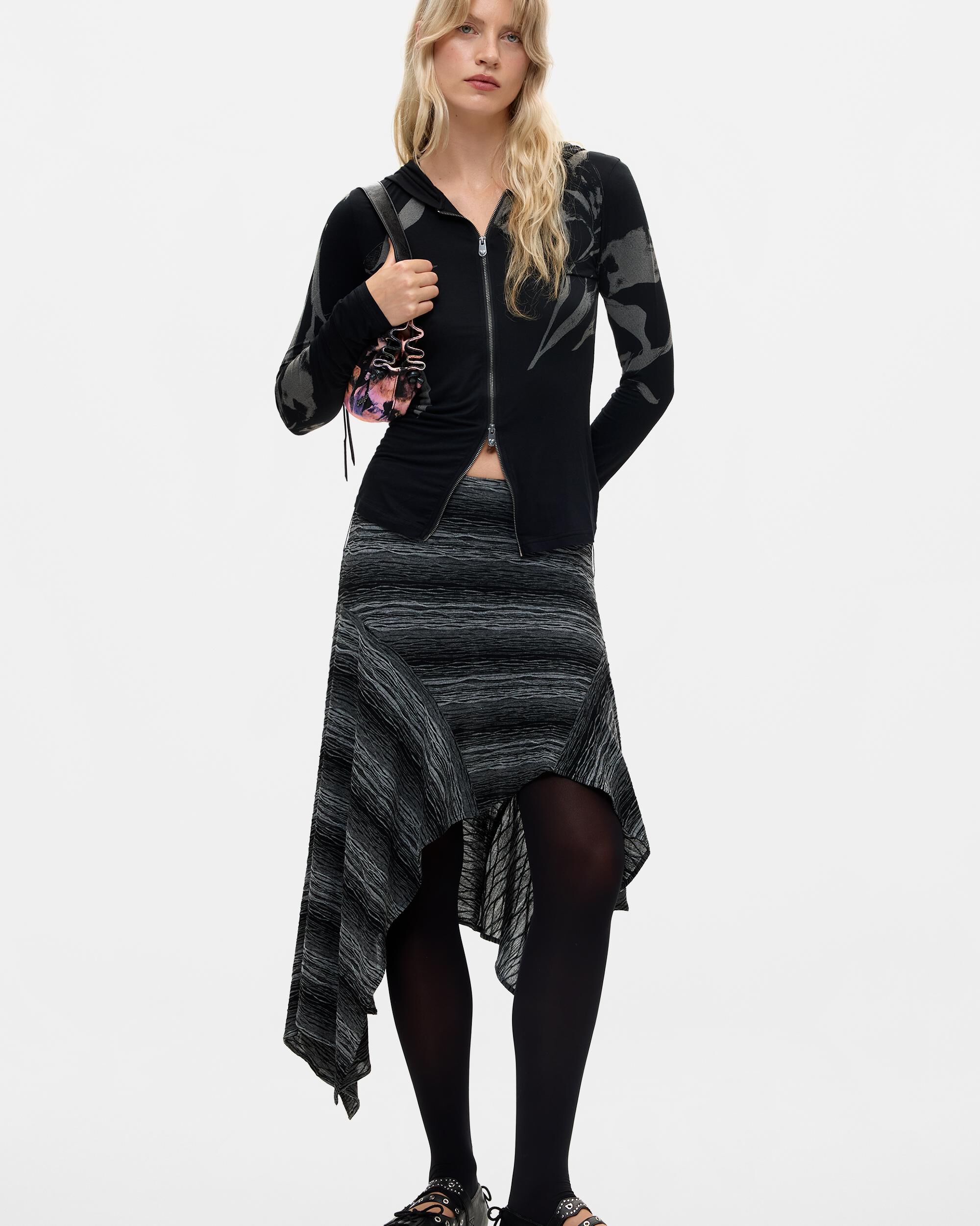 Sudadera de mujer cremallera estampada - Desigual - Negro Negro-2