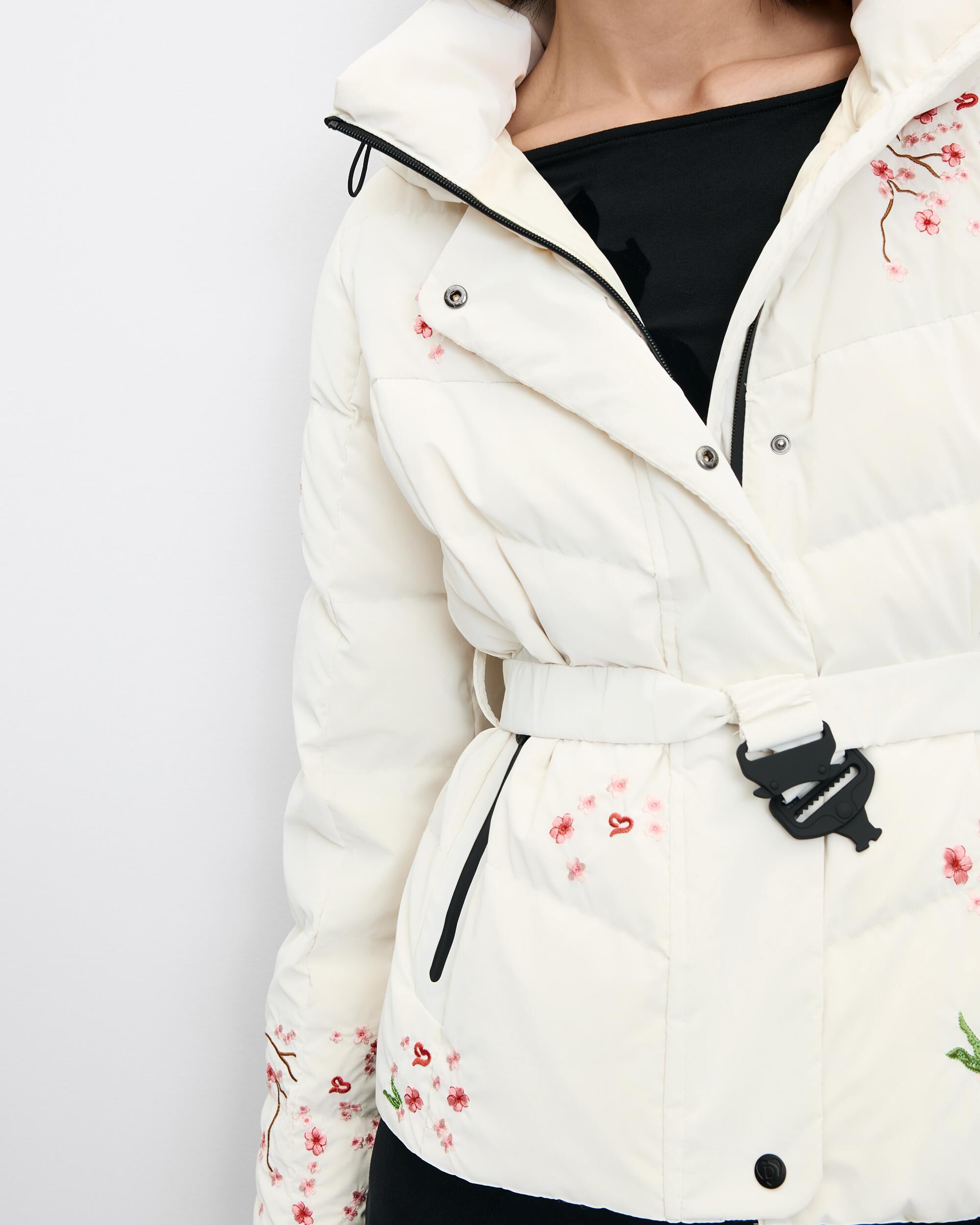 Imagen 4 de Chaqueta de mujer corta acolchada flores - Desigual - Blanco Blanco