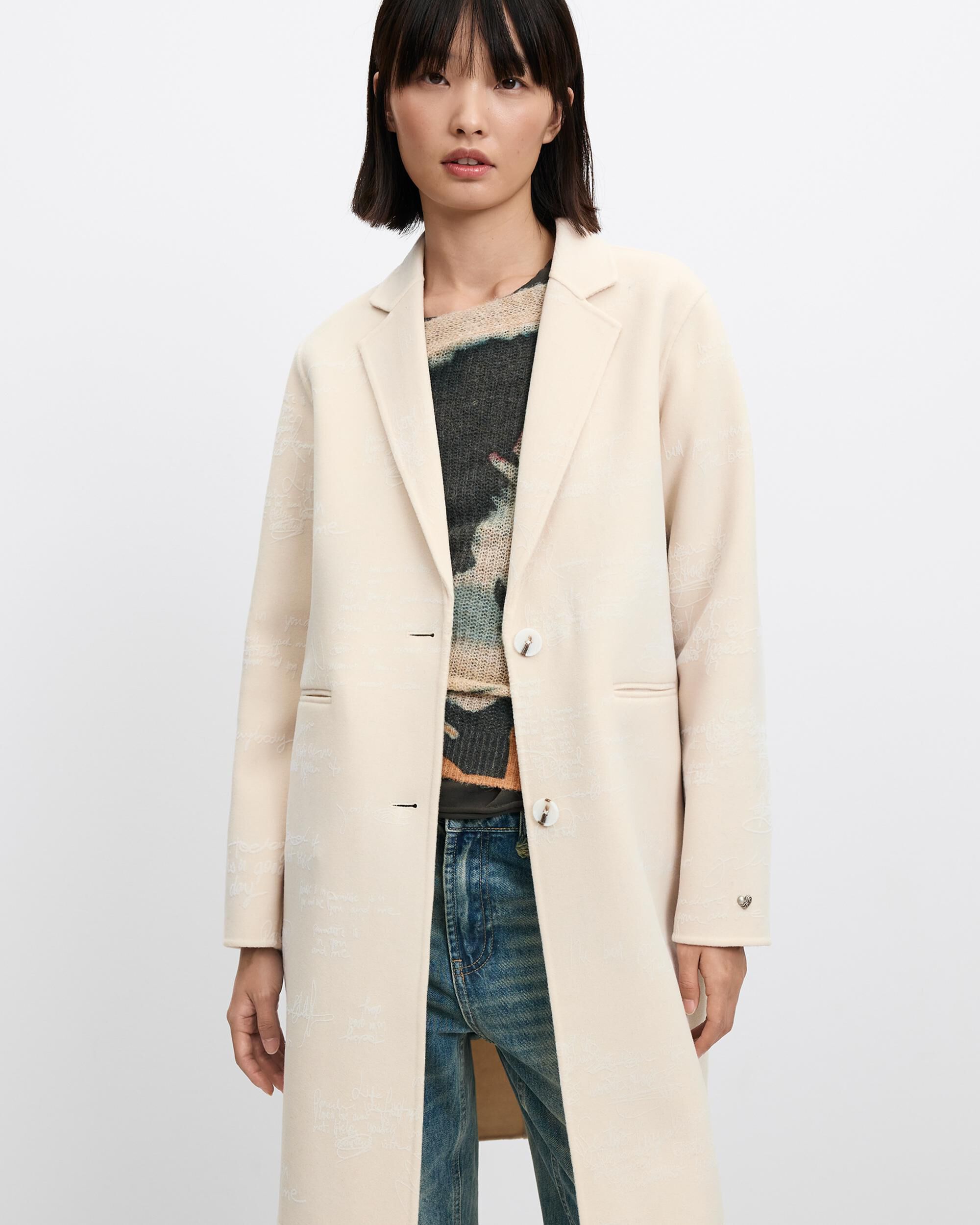 Imagen 2 de Abrigo de mujer regular lana - Desigual - Blanco Blanco
