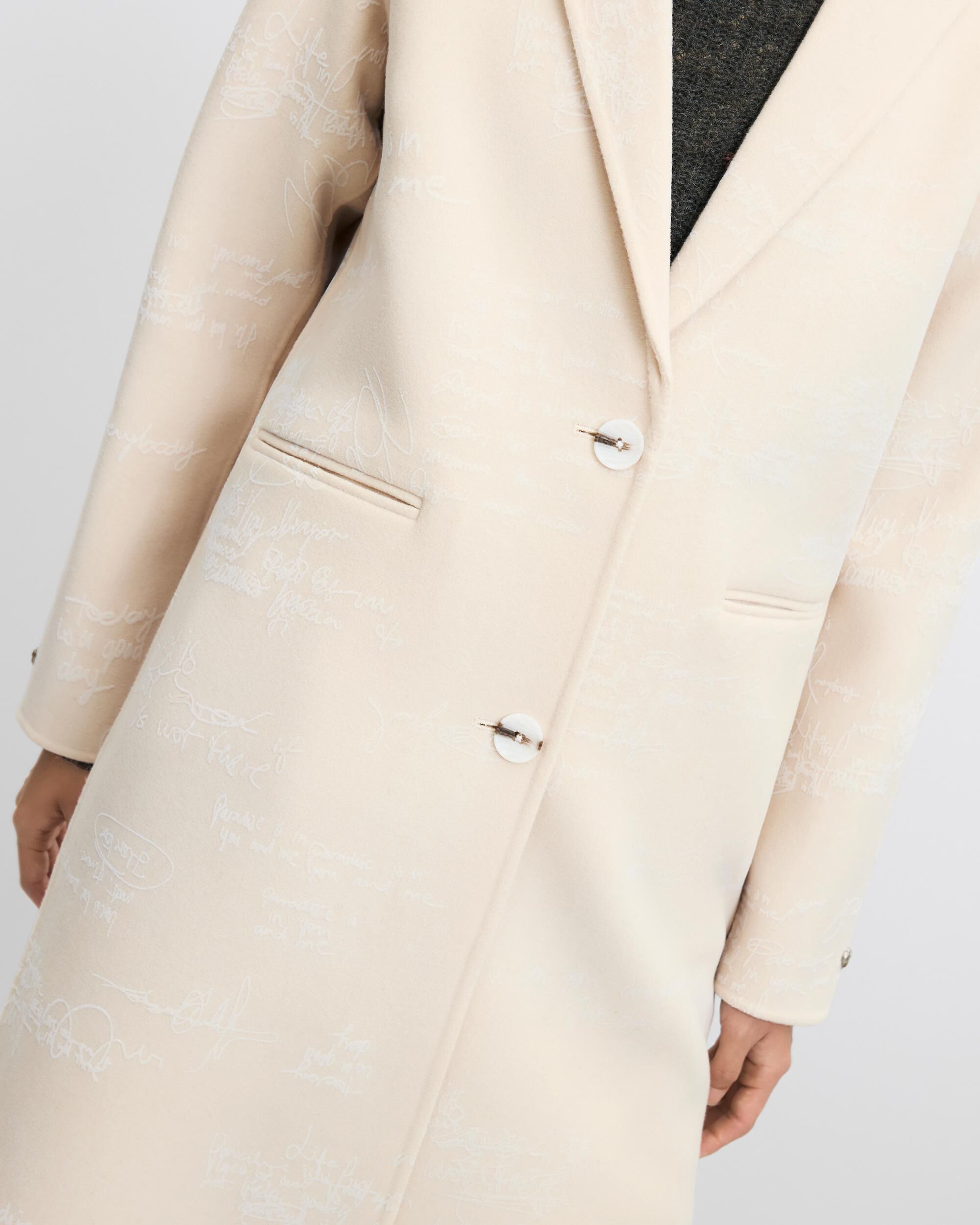 Imagen 4 de Abrigo de mujer regular lana - Desigual - Blanco Blanco