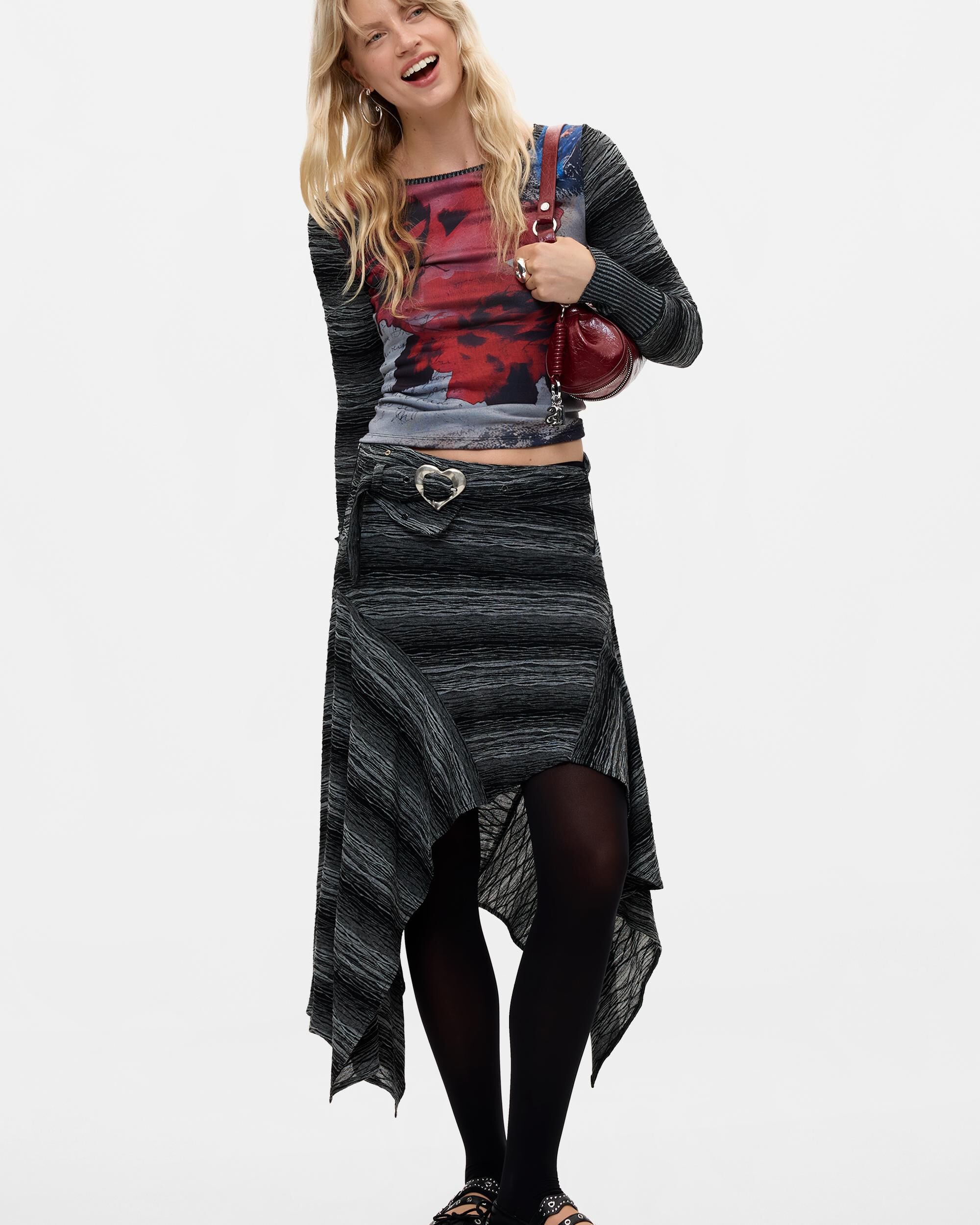 Falda asimétrica punto - Desigual - Negro Negro-1
