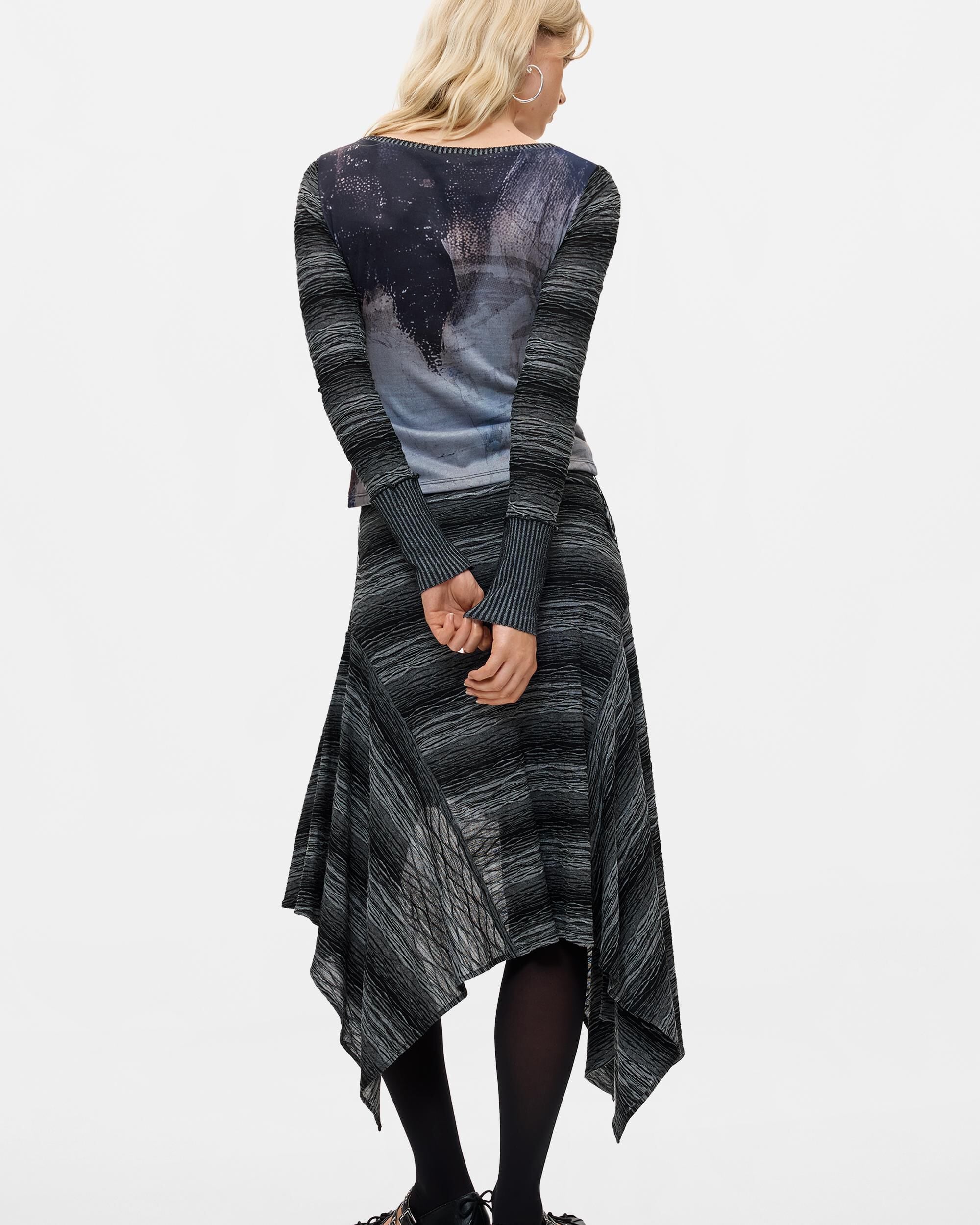 Falda asimétrica punto - Desigual - Negro Negro-3
