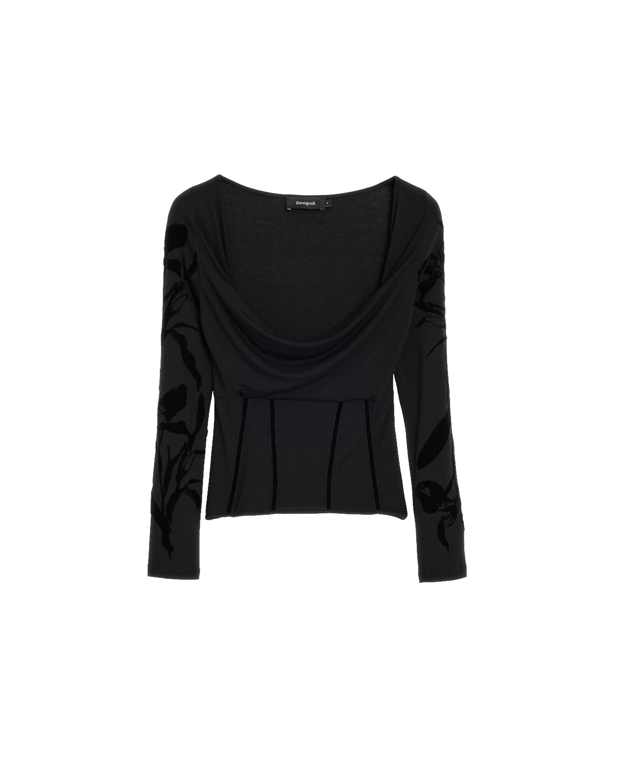 Camiseta de mujer cuello drapeado - Desigual - Negro Negro-5