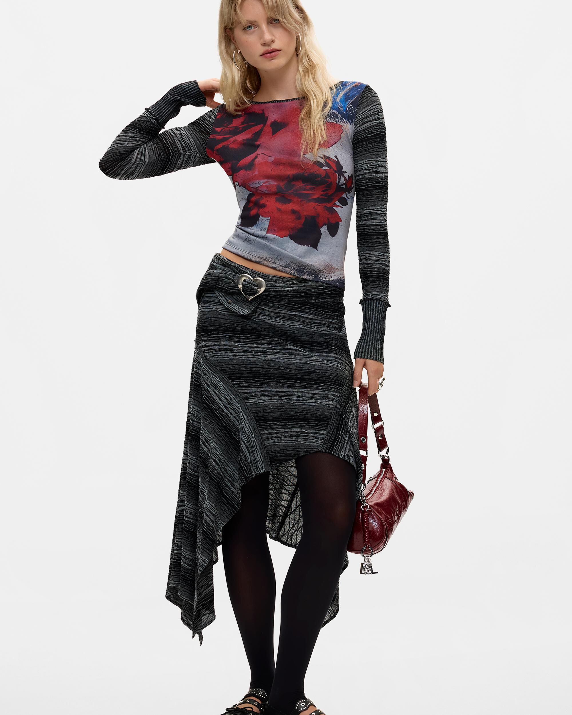 Camiseta de mujer manga larga estampada - Desigual - Negro Negro-2