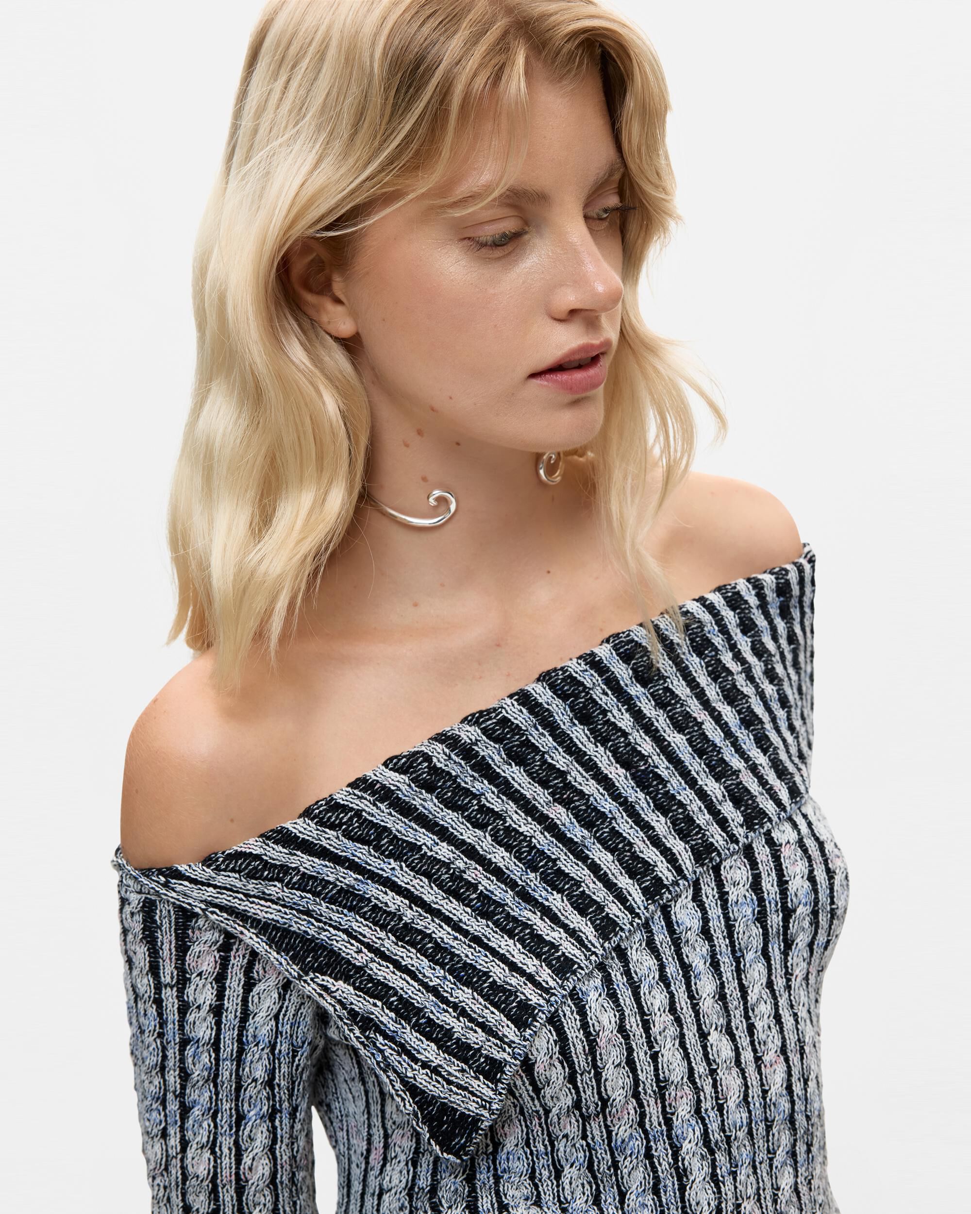 Jersey de mujer cuello barco canalé - Desigual - Negro Negro-4
