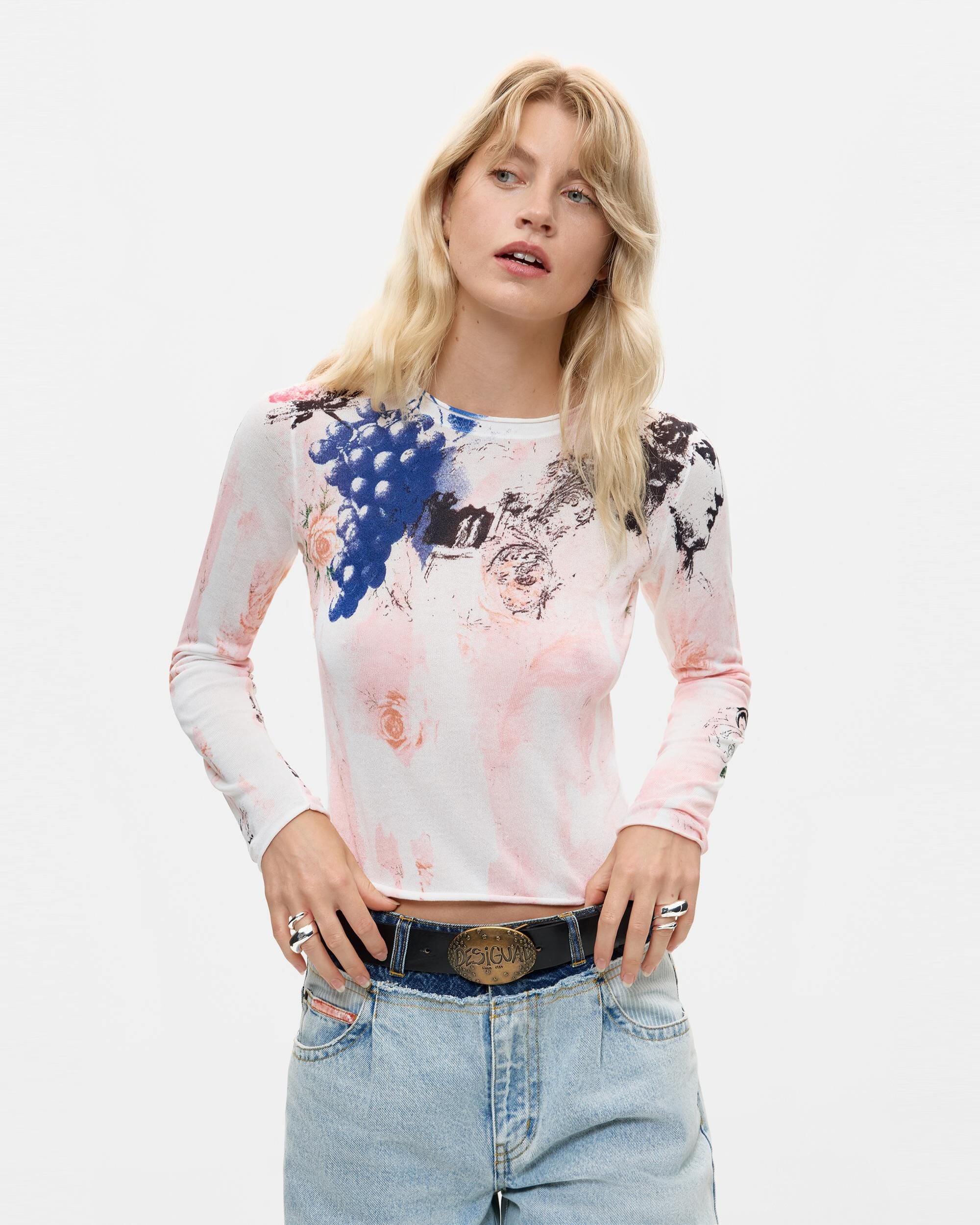 Camiseta de mujer manga larga estampada - Desigual - Multicolor Multicolor-1