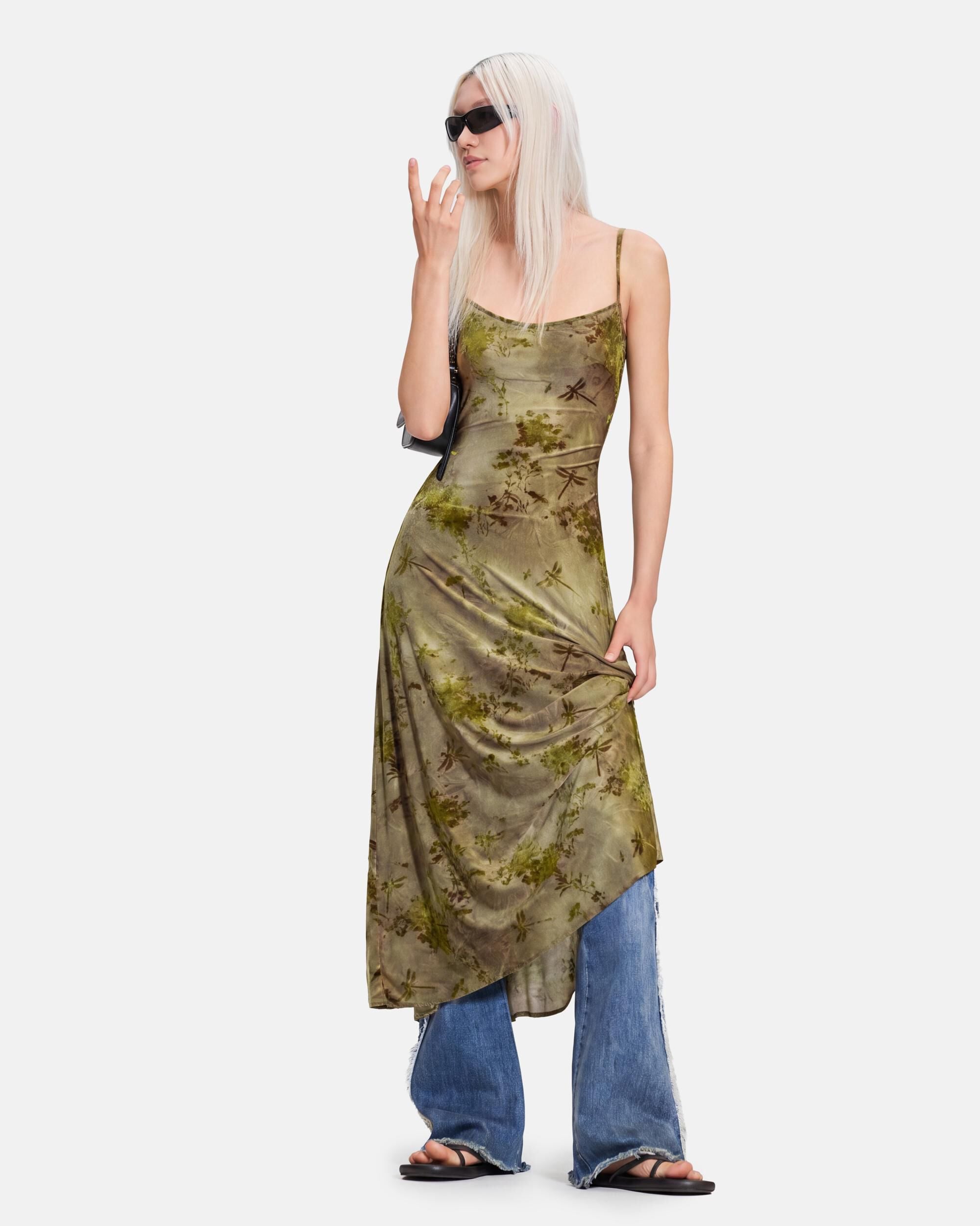 Vestido midi flocado - Desigual - Marrón Marrón-1