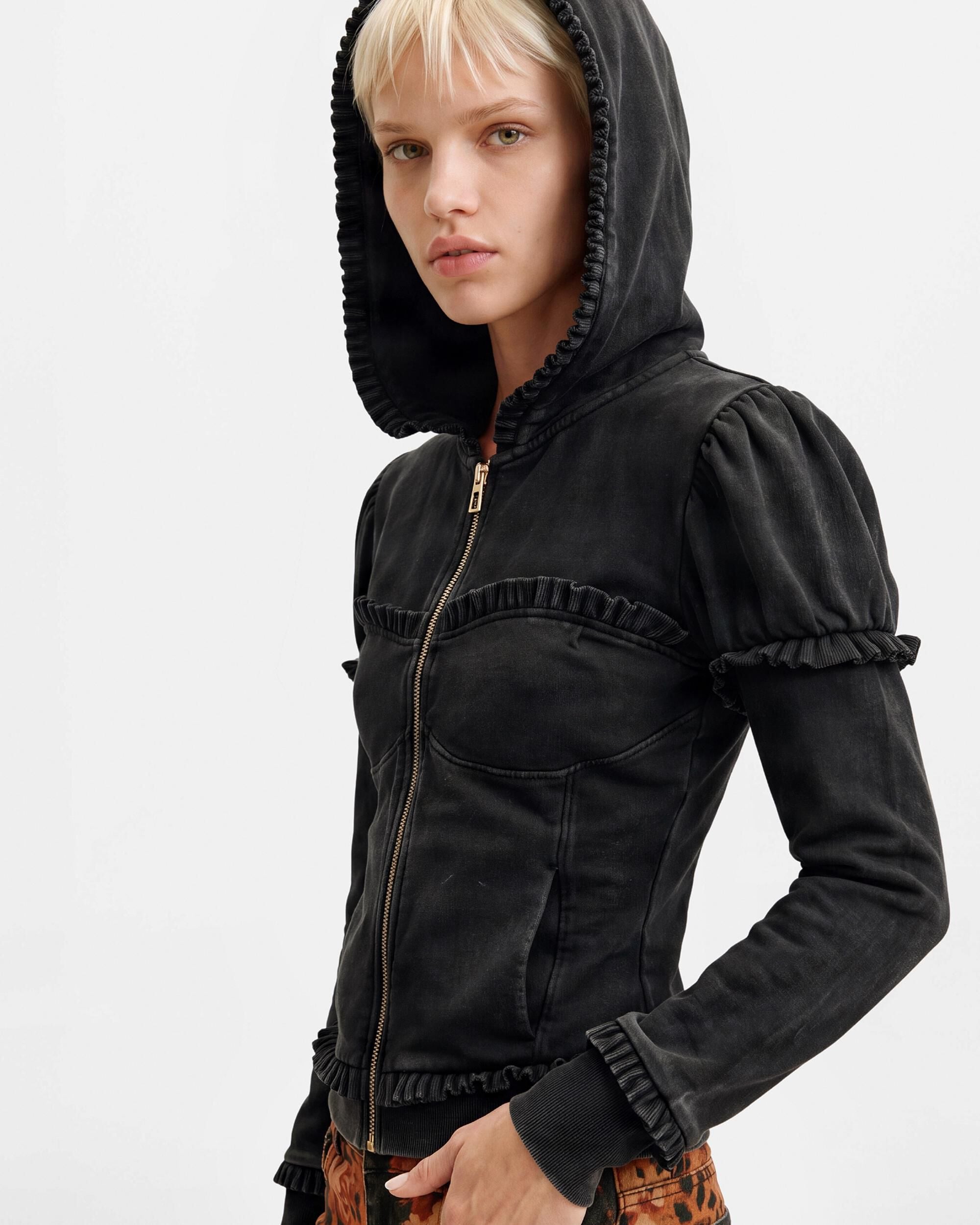 Sudadera de mujer entallada cremallera - Desigual - Negro Negro-1
