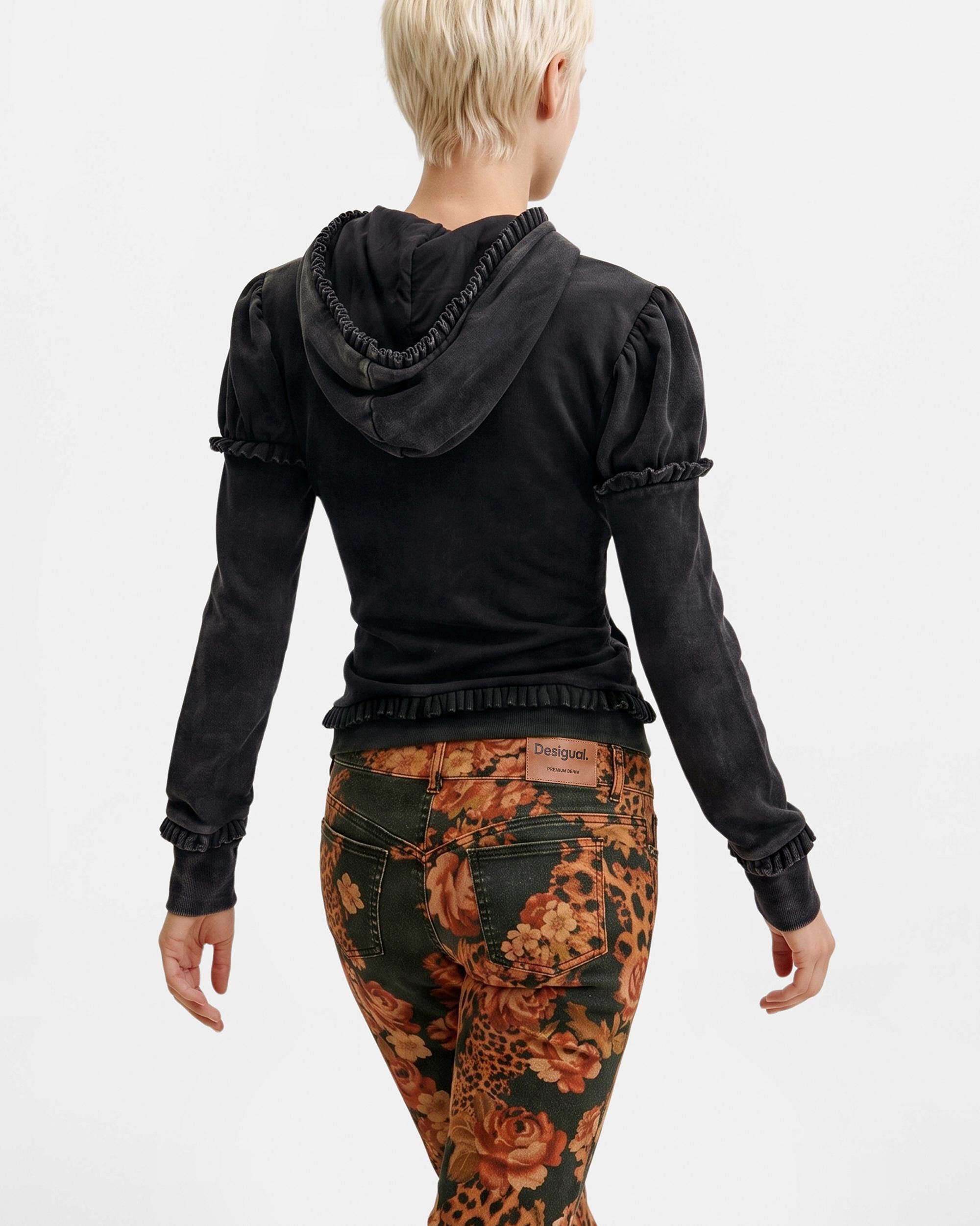 Sudadera de mujer entallada cremallera - Desigual - Negro Negro-3