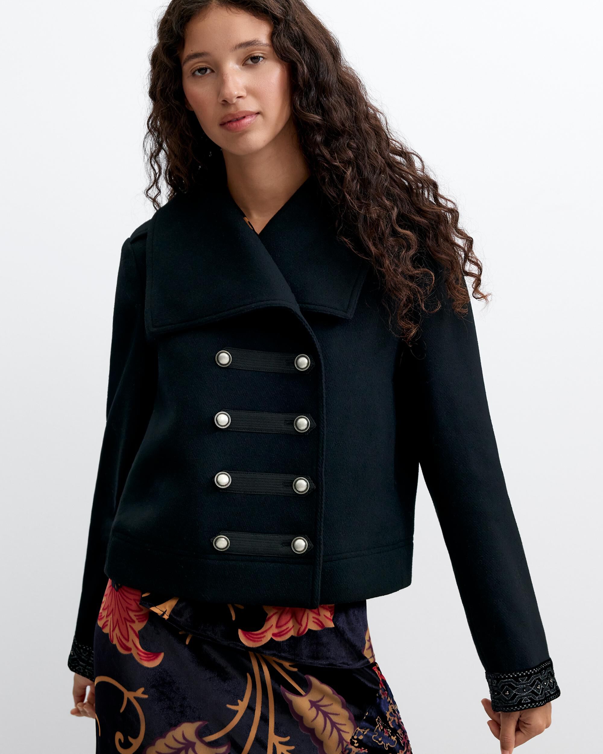 Abrigo de mujer regular botones - Desigual - Negro Negro-2