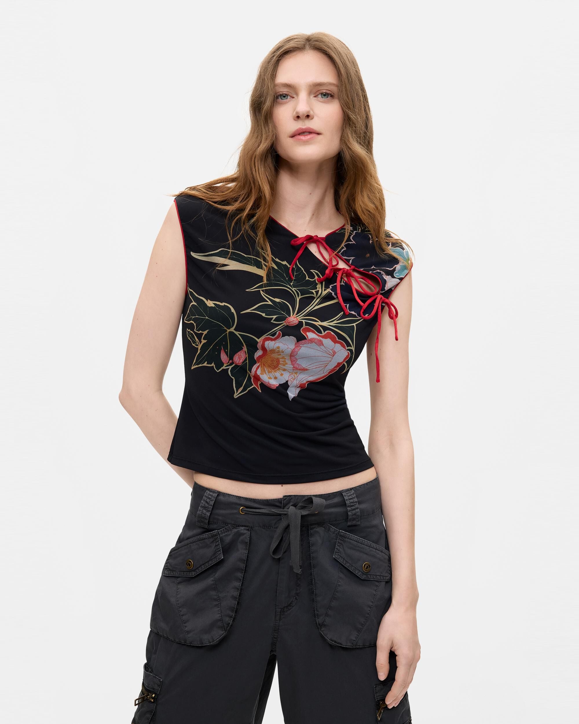 Camiseta de mujer oriental estampada - Desigual - Negro Negro-1